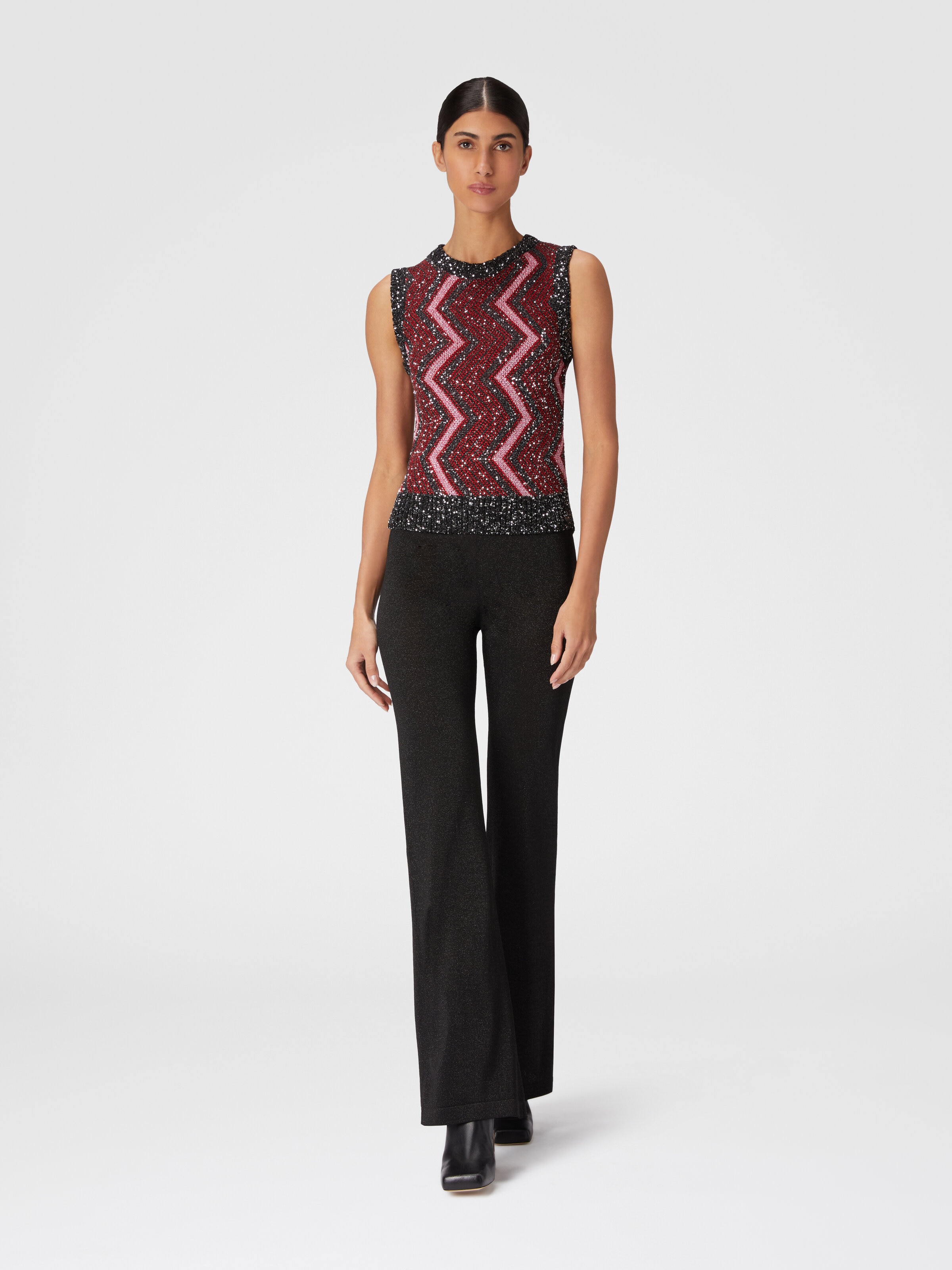 Vest with macro zig zag and sequins, Multicoloured  - 1