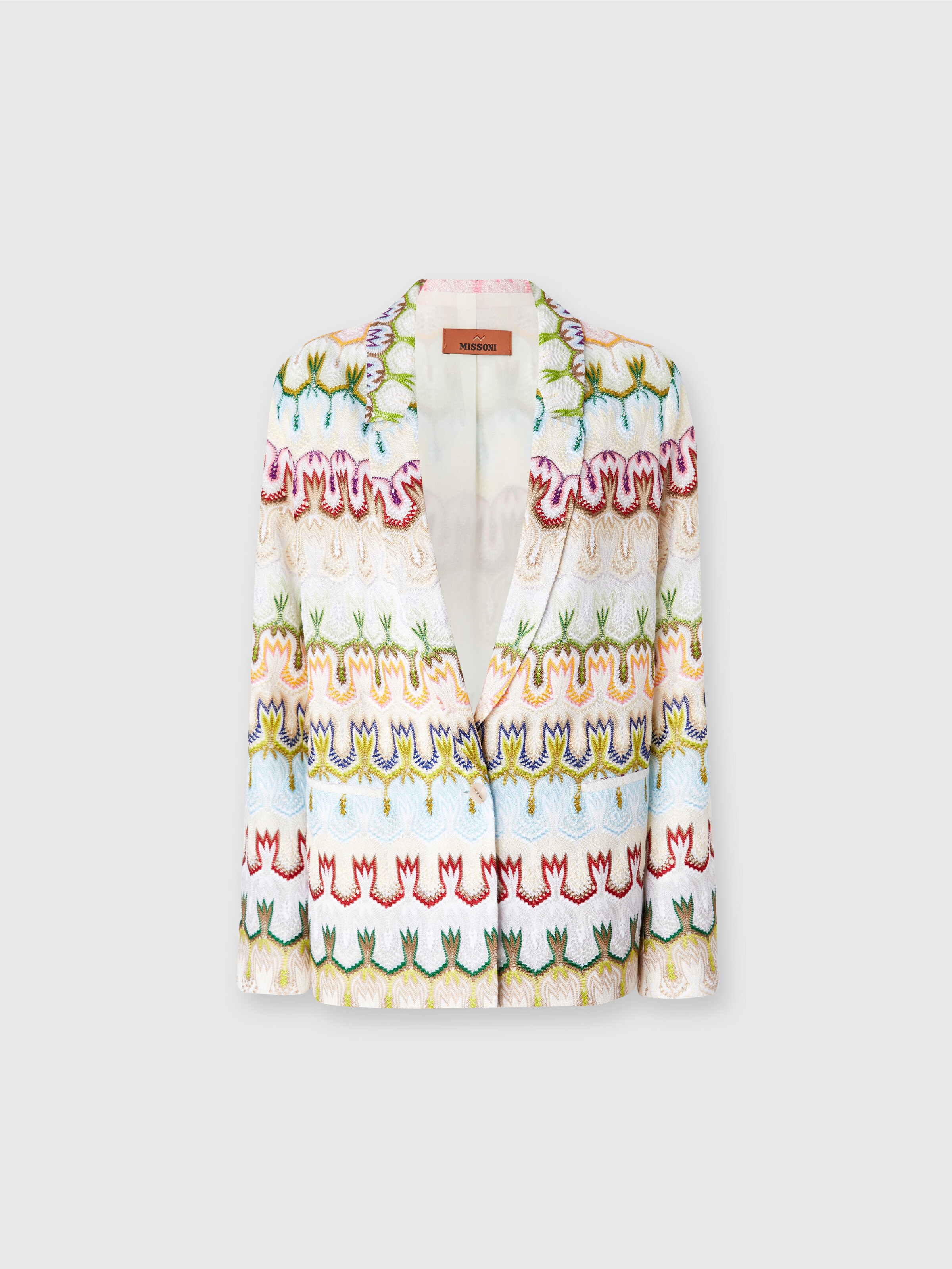 Einreiher-Blazer aus Viskose-Spitze, Mehrfarbig  - 0
