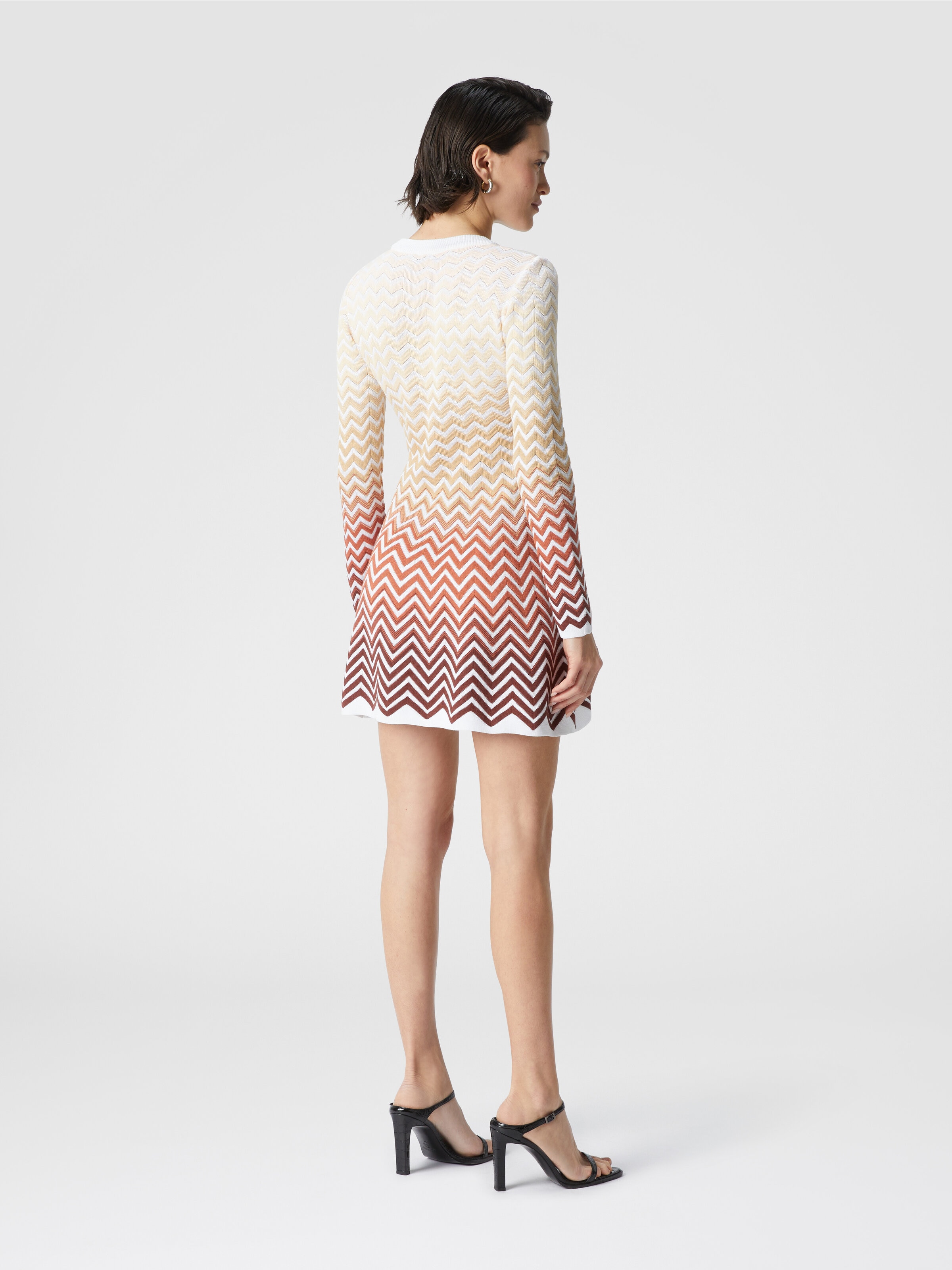 Flared mini-dress with dégradé chevron motif, Multicoloured  - 2