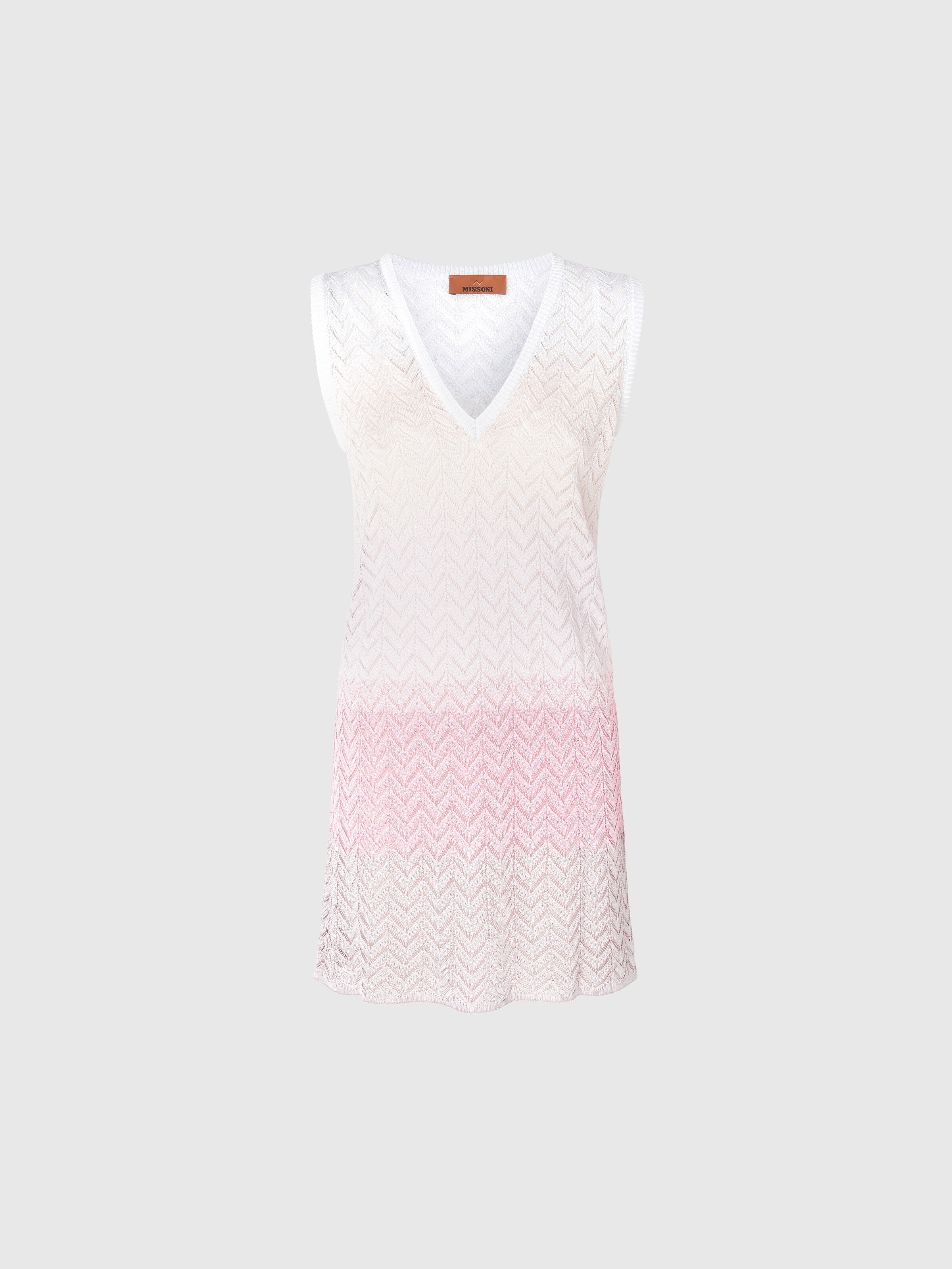 Gradient chevron viscose V-neck mini-dress, Multicoloured  - 0