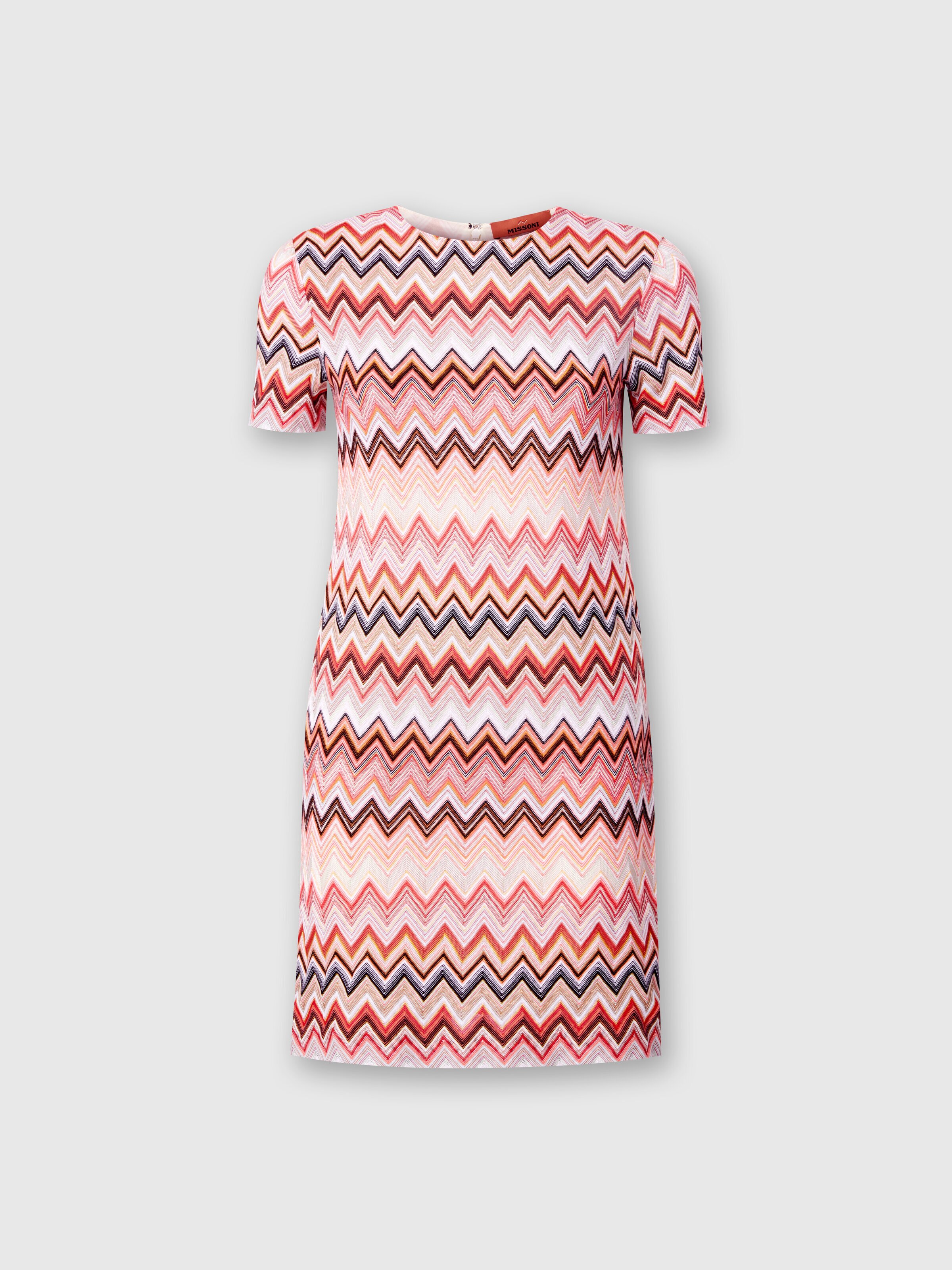Zig zag cotton and viscose mini-dress, Multicoloured  - 0