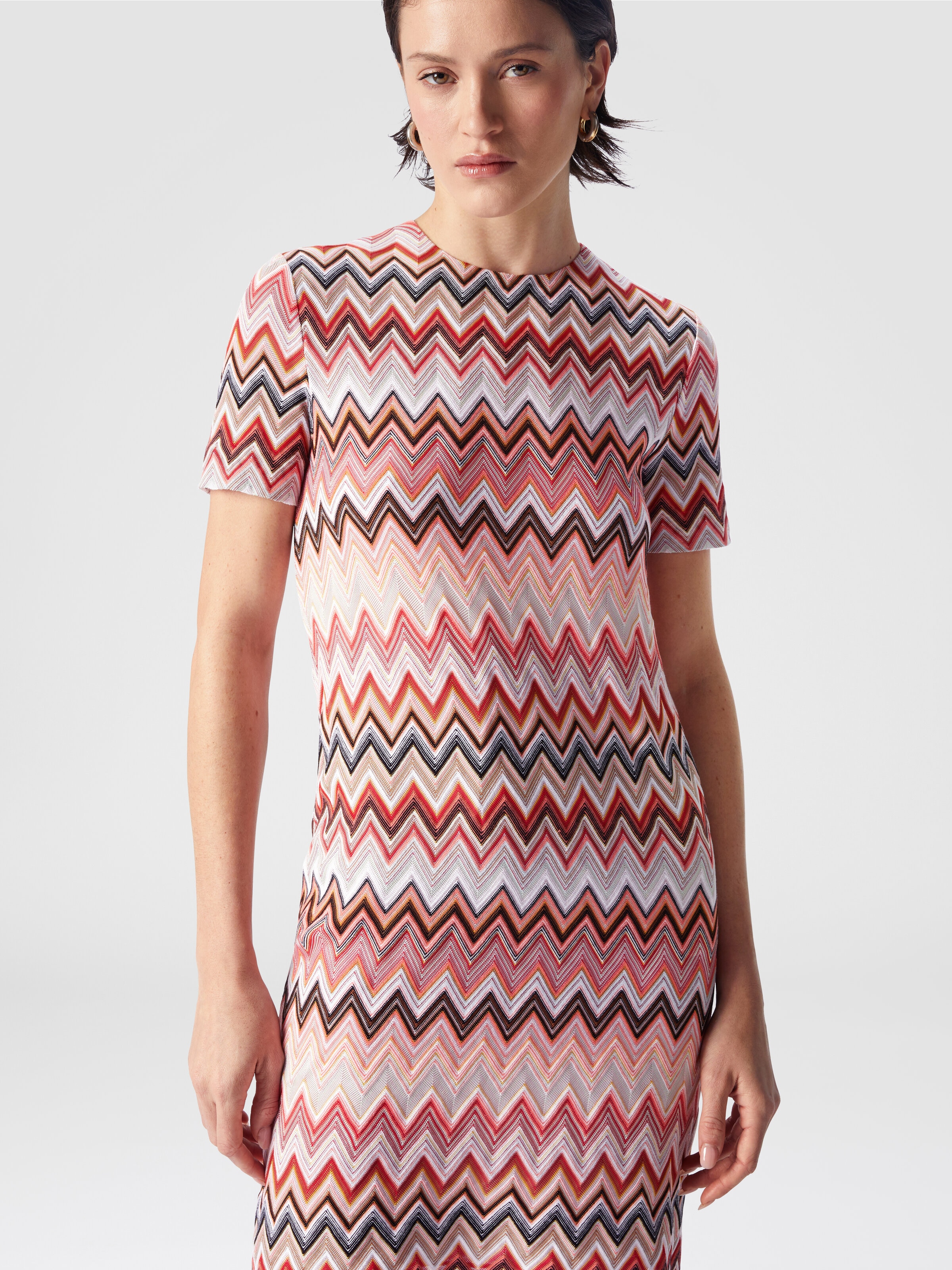 Zig zag cotton and viscose mini-dress, Multicoloured  - 3