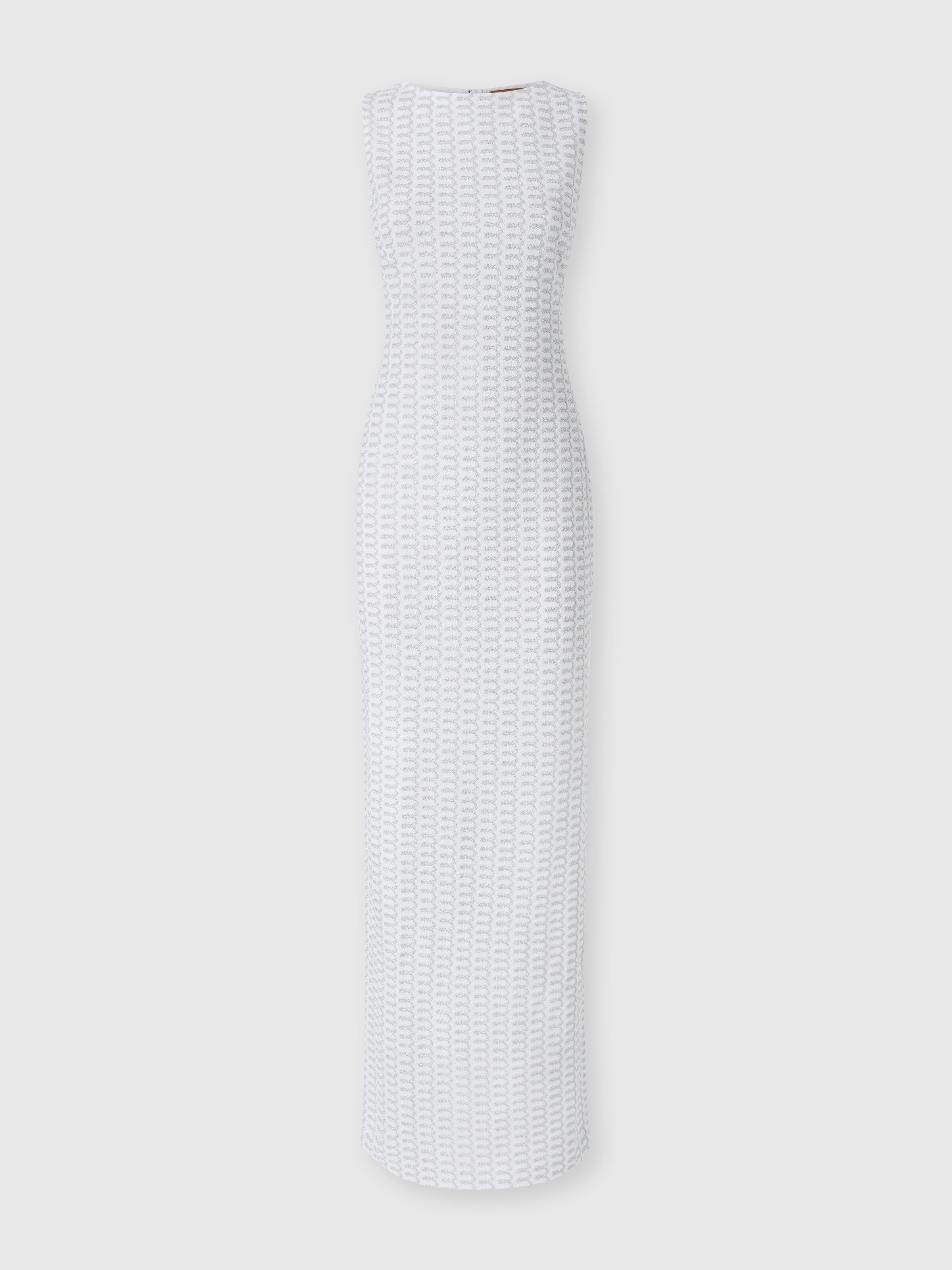 Robe longue sans manches en viscose lamée avec motif dentelle, Argent - 0