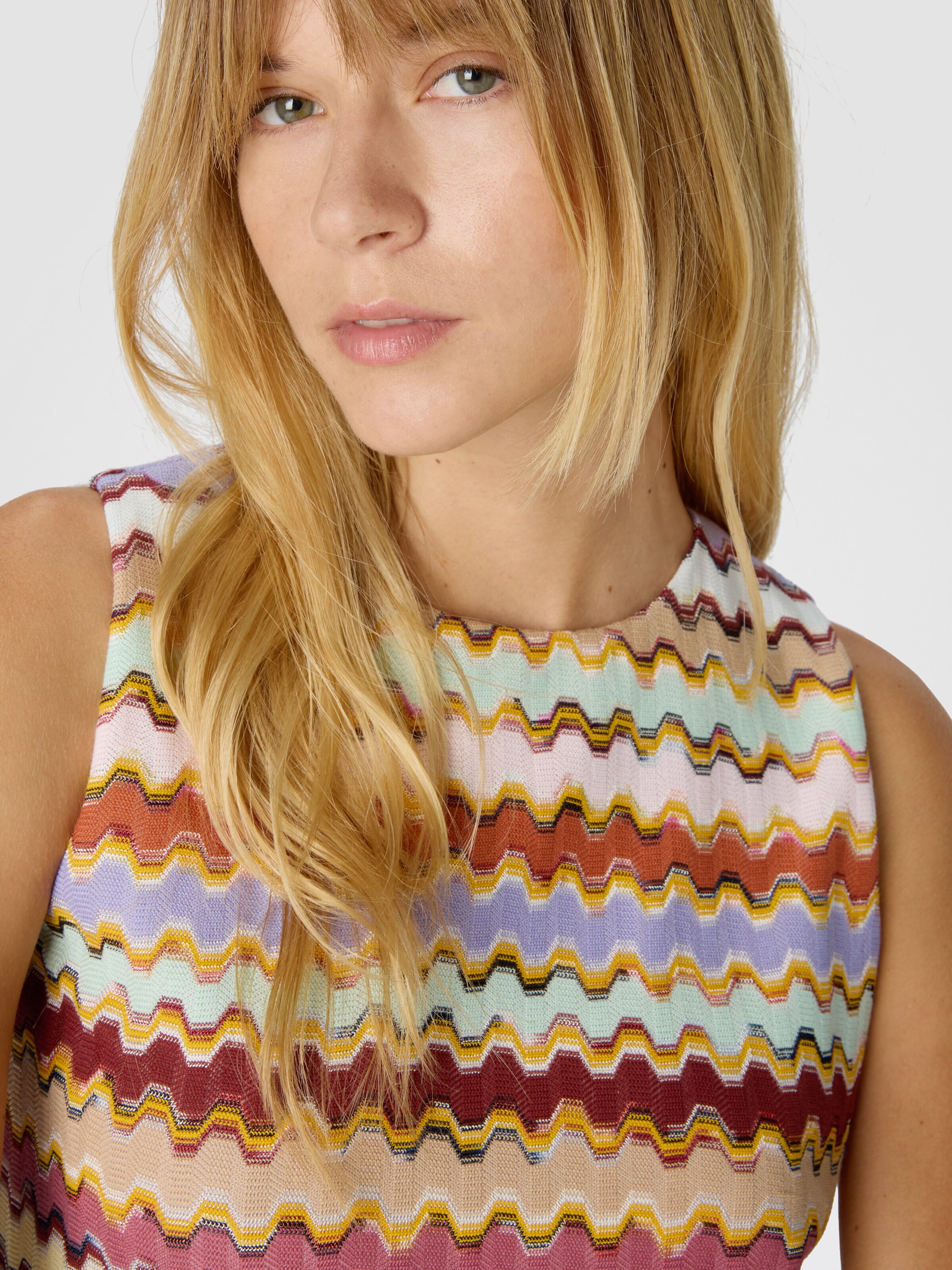 Sleeveless raschel mini dress, Multicoloured - 4