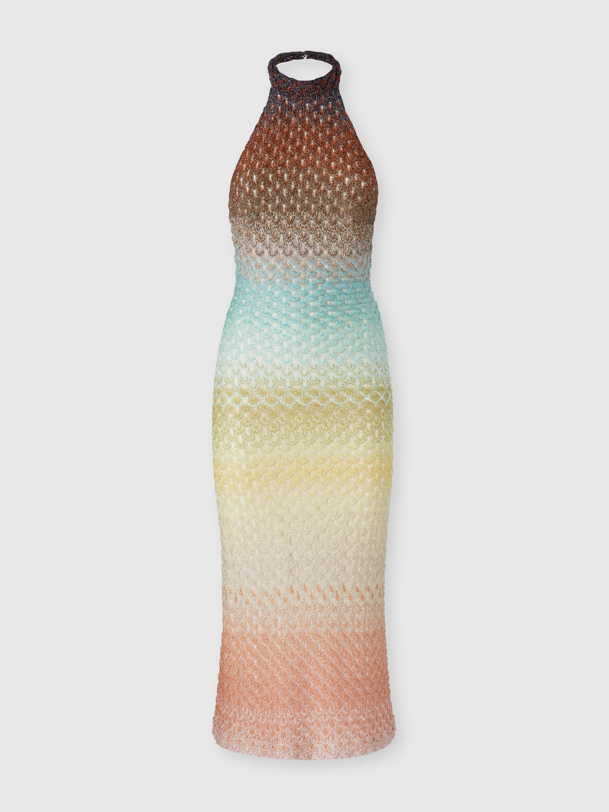 Vestido midi degradado con escote en la espalda, Multicolor  - 0