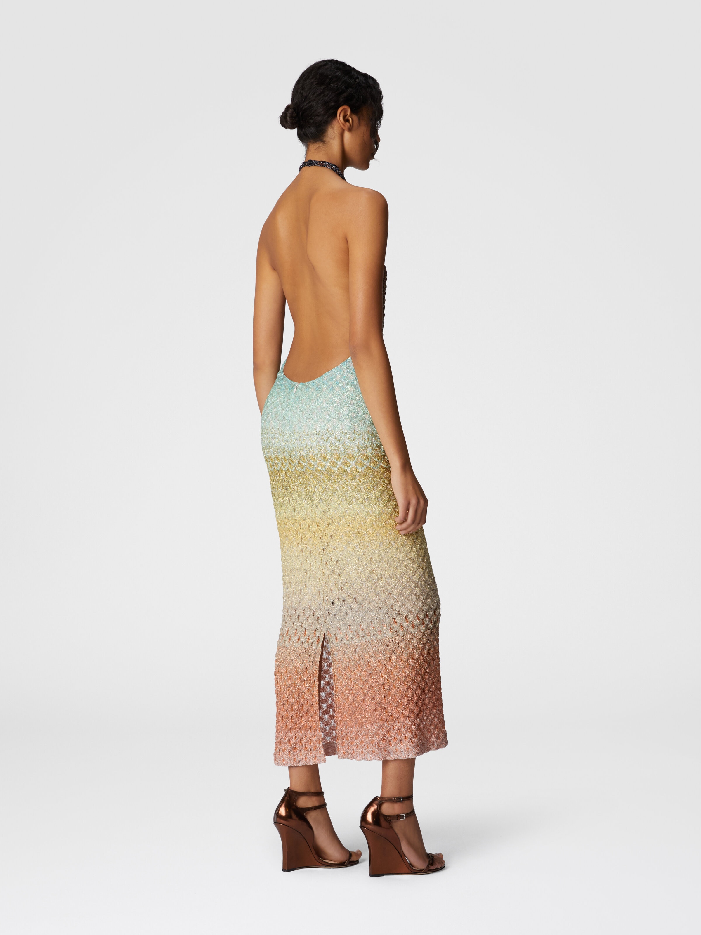 Vestido midi degradado con escote en la espalda, Multicolor  - 2