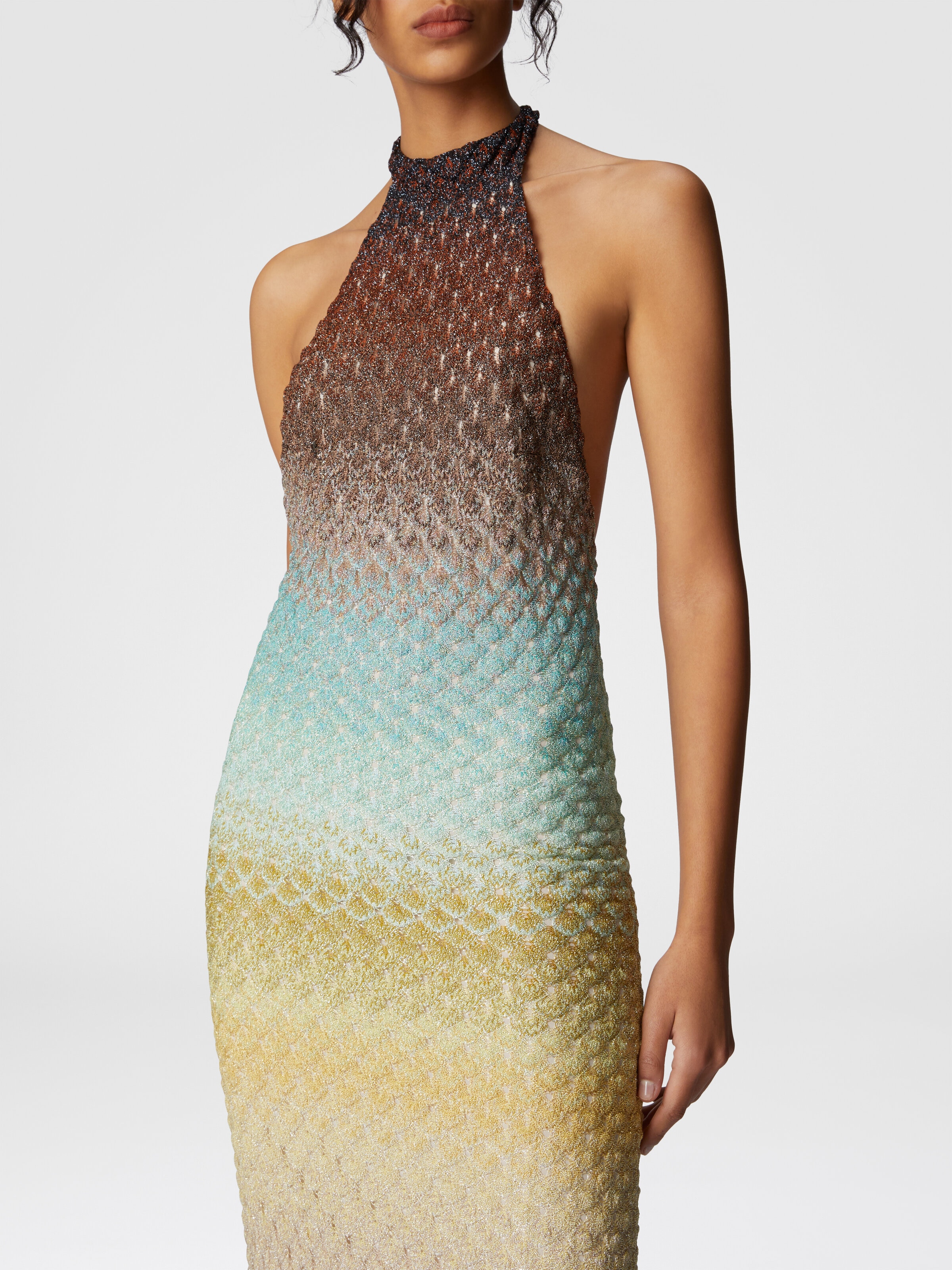 Vestido midi degradado con escote en la espalda, Multicolor  - 3