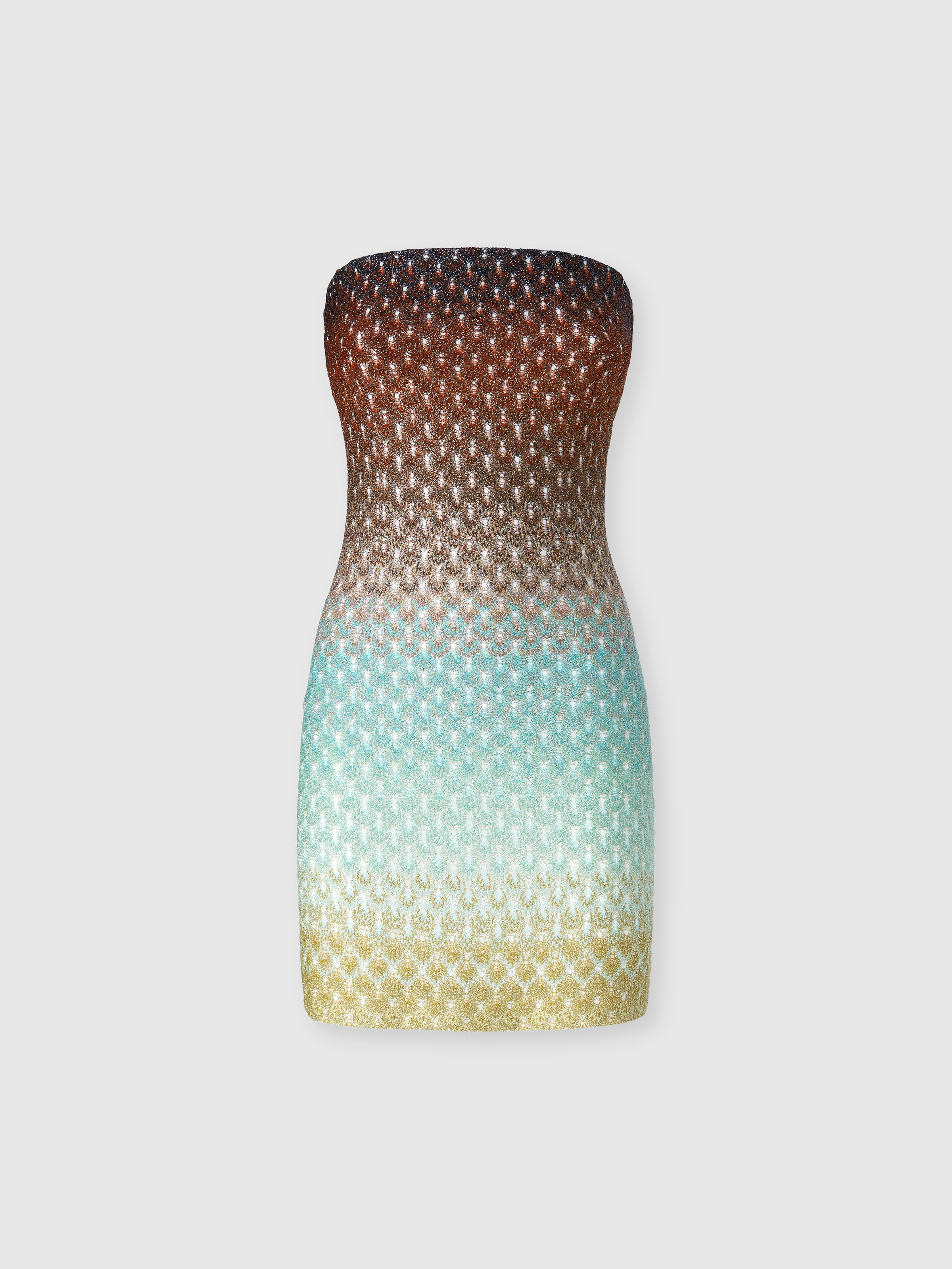 Robe courte sans bretelles en dentelle dégradée, Multicolore  - 0