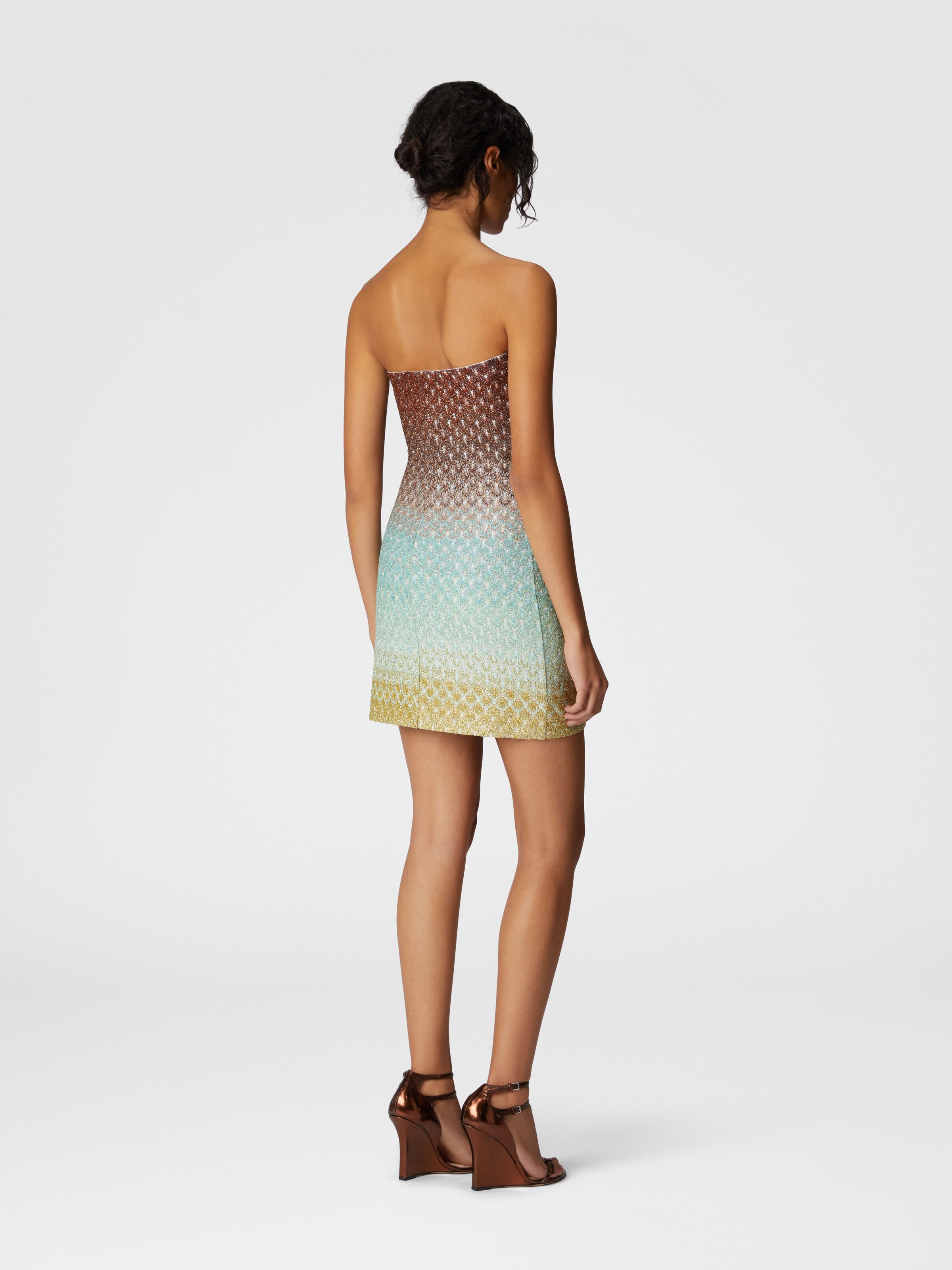 Robe courte sans bretelles en dentelle dégradée, Multicolore  - 2