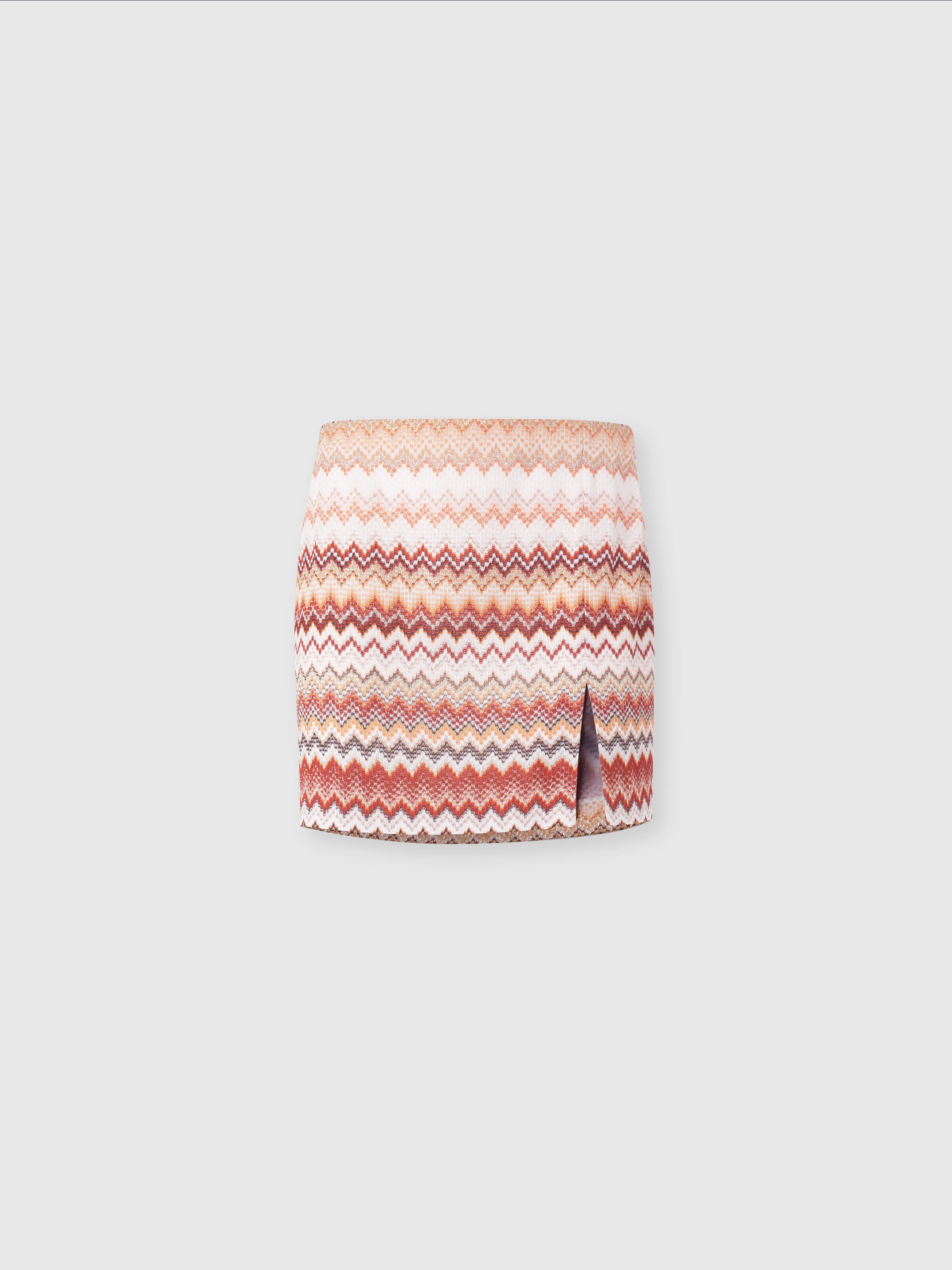 Minifalda con estampado de lamé dentado en zigzag y abertura, Multicolor  - 0
