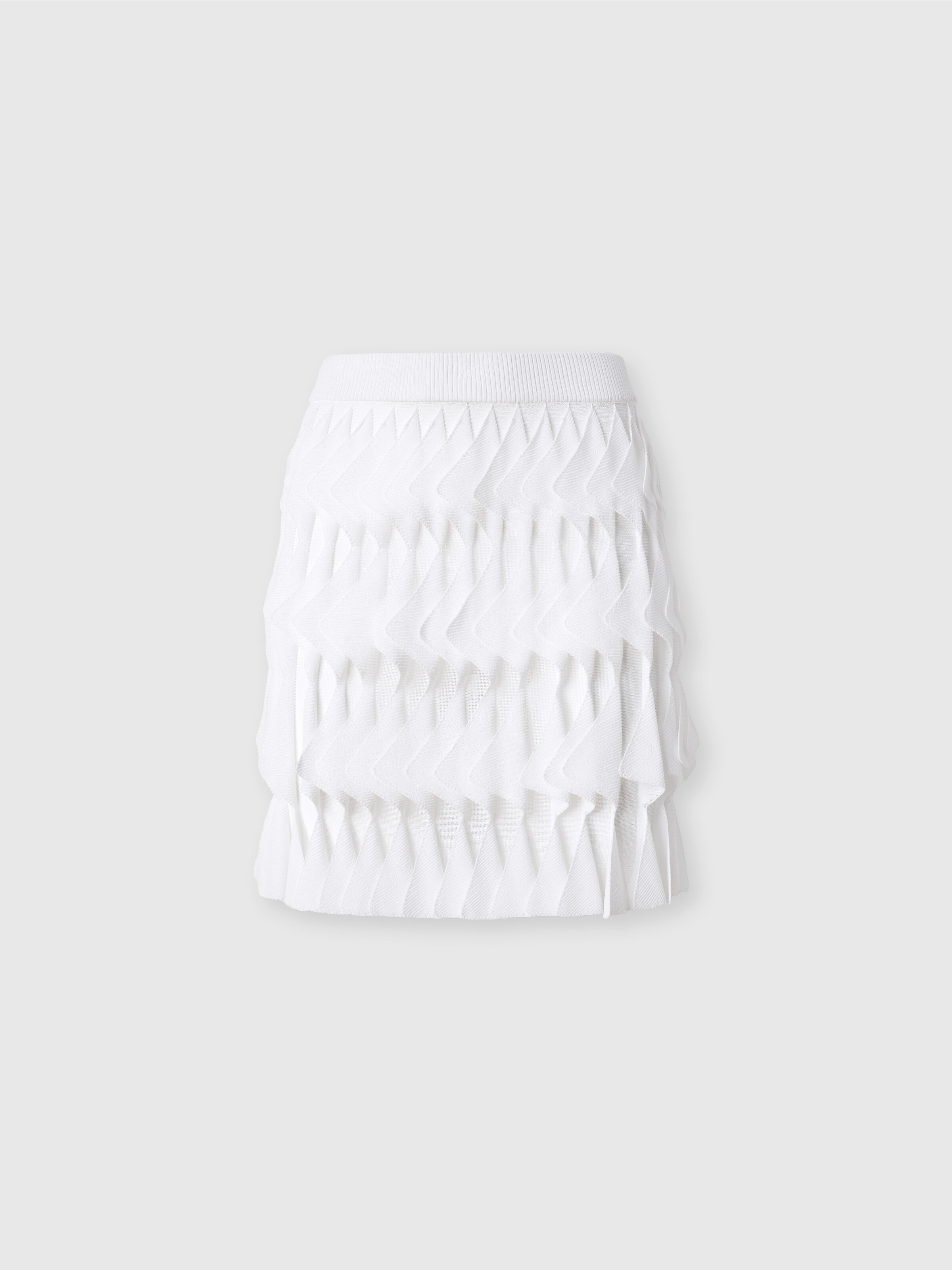 Gonna corta a balze geometriche, Bianco  - 0