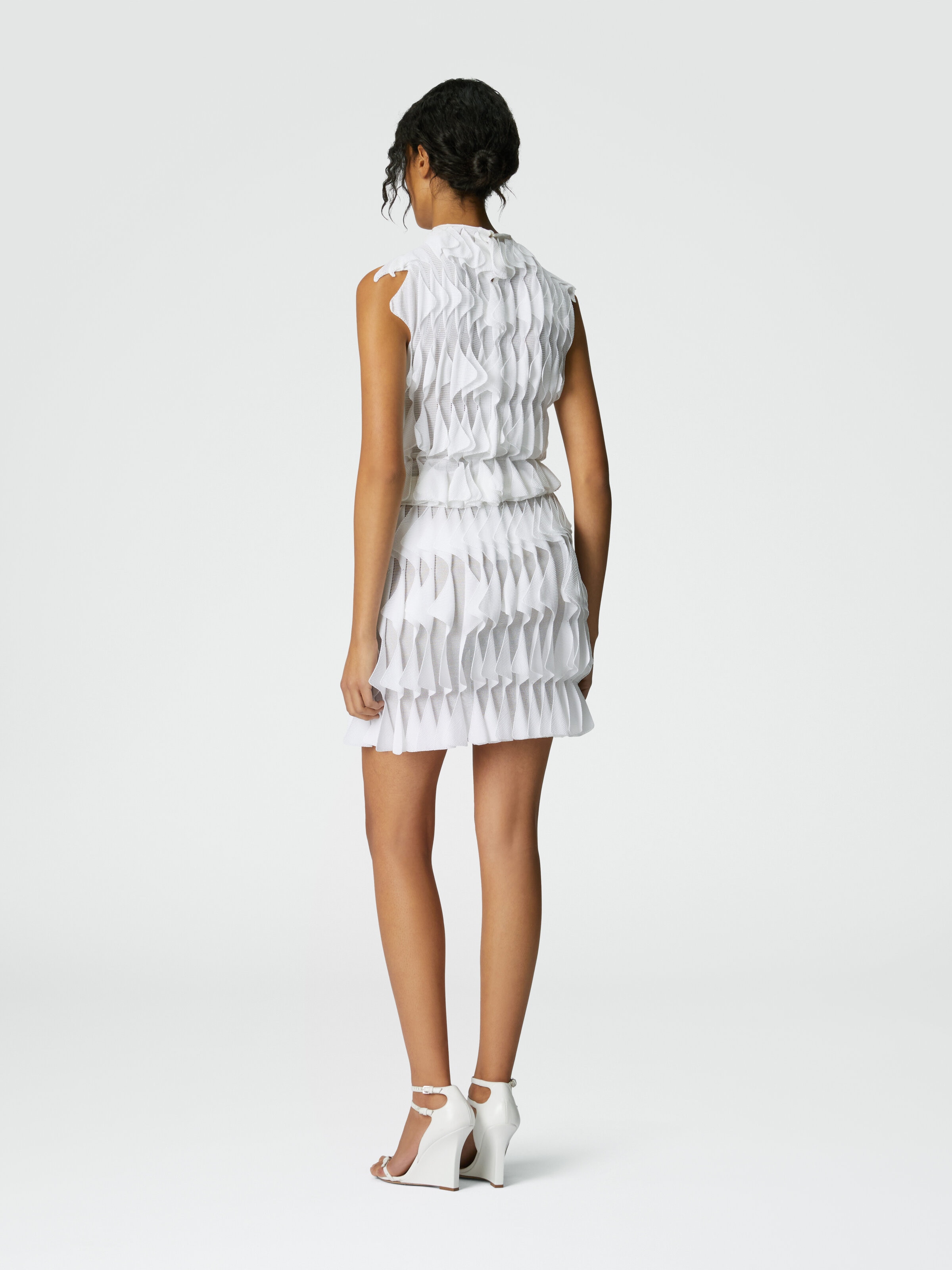 Gonna corta a balze geometriche, Bianco  - 2