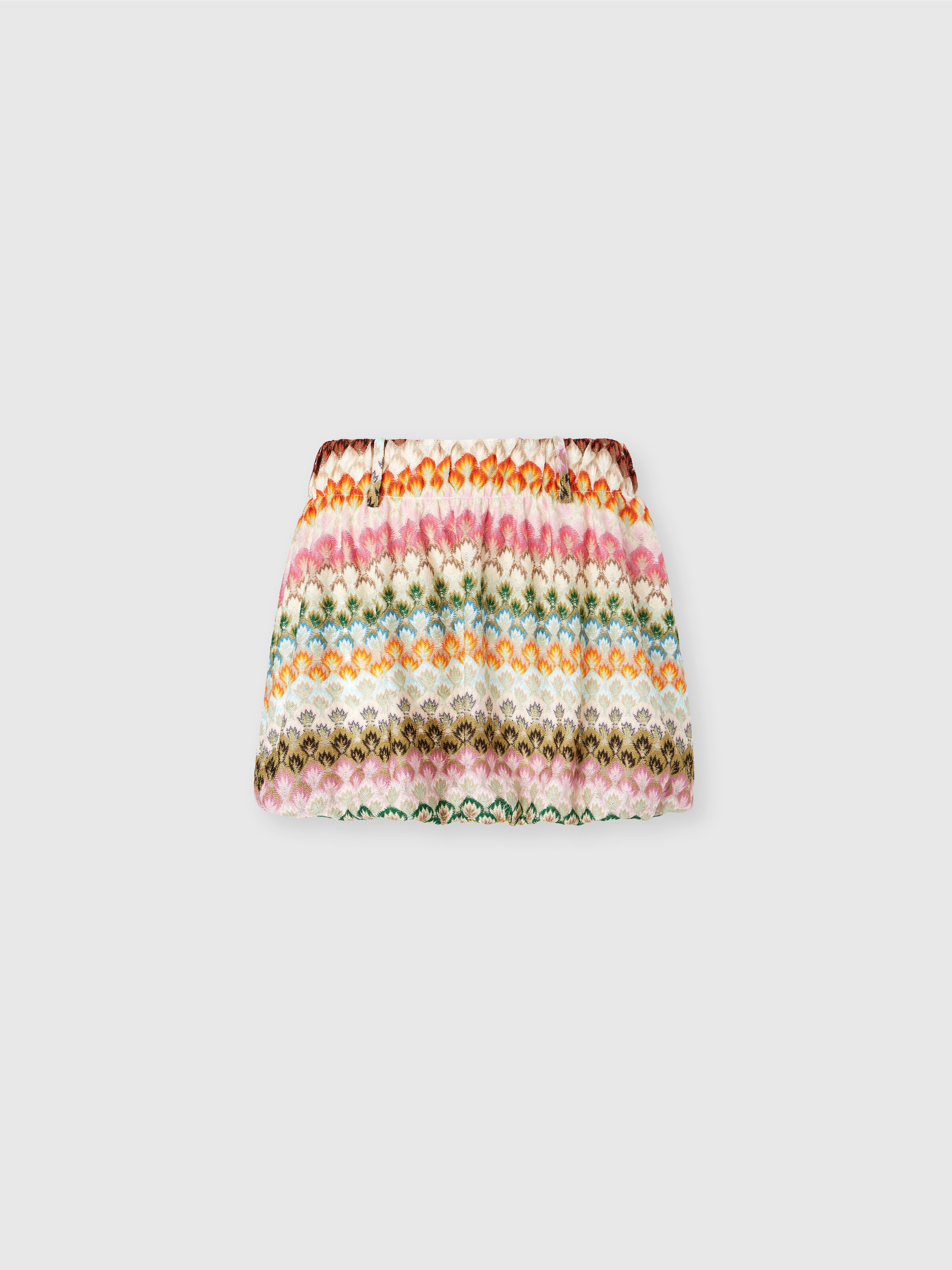 Mini gonna a palloncino con motivo floreale astratto, Multicolore  - 0