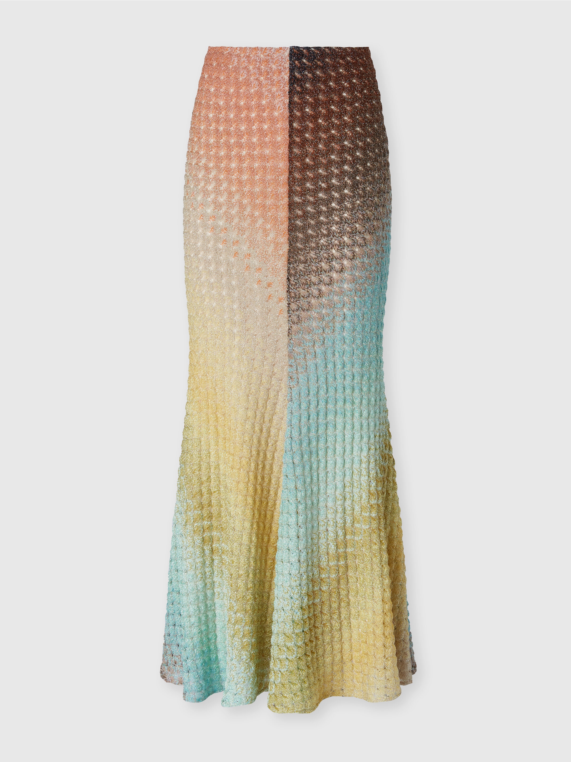 Dégradé flared long skirt in lace, Multicoloured  - 0
