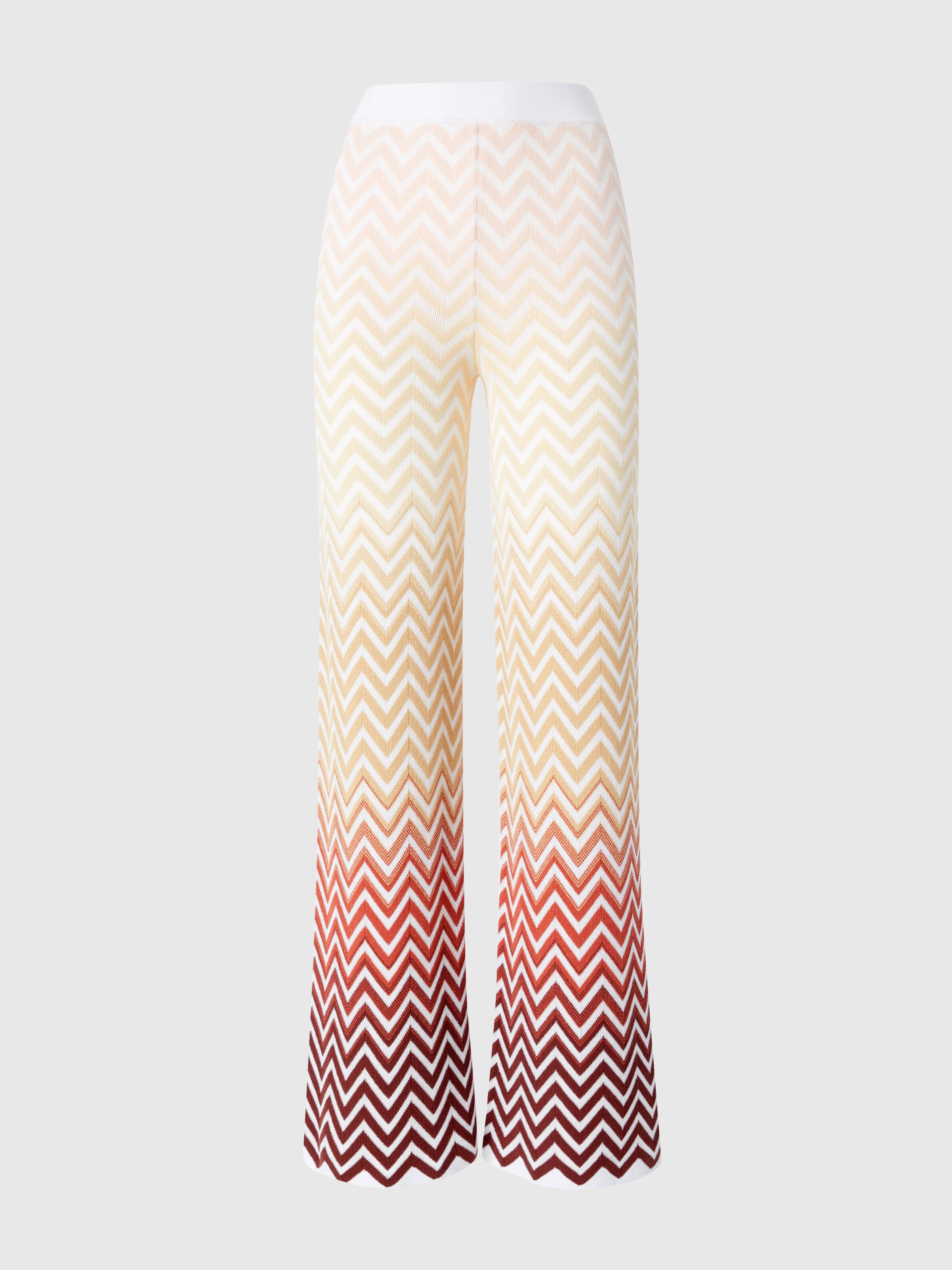 Straight trousers with dégradé chevron motif, Multicoloured  - 0