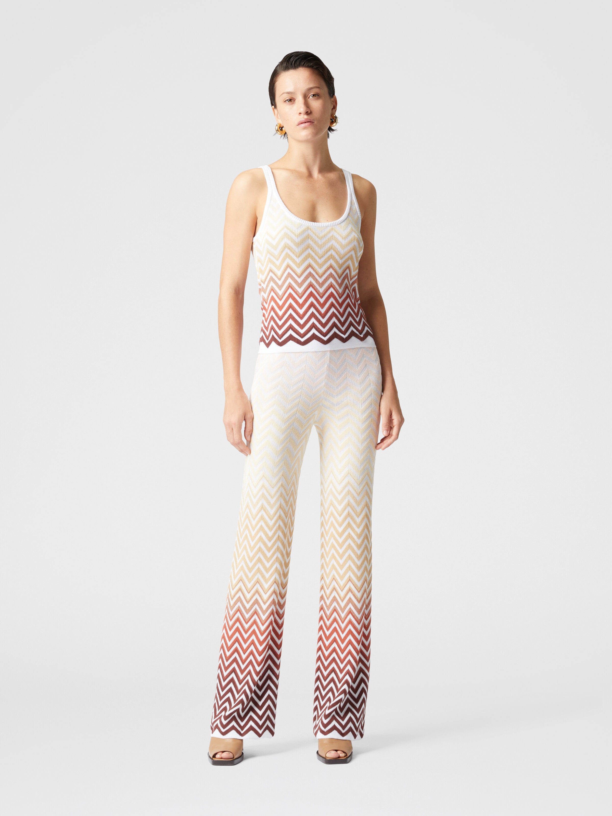 Straight trousers with dégradé chevron motif, Multicoloured  - 1
