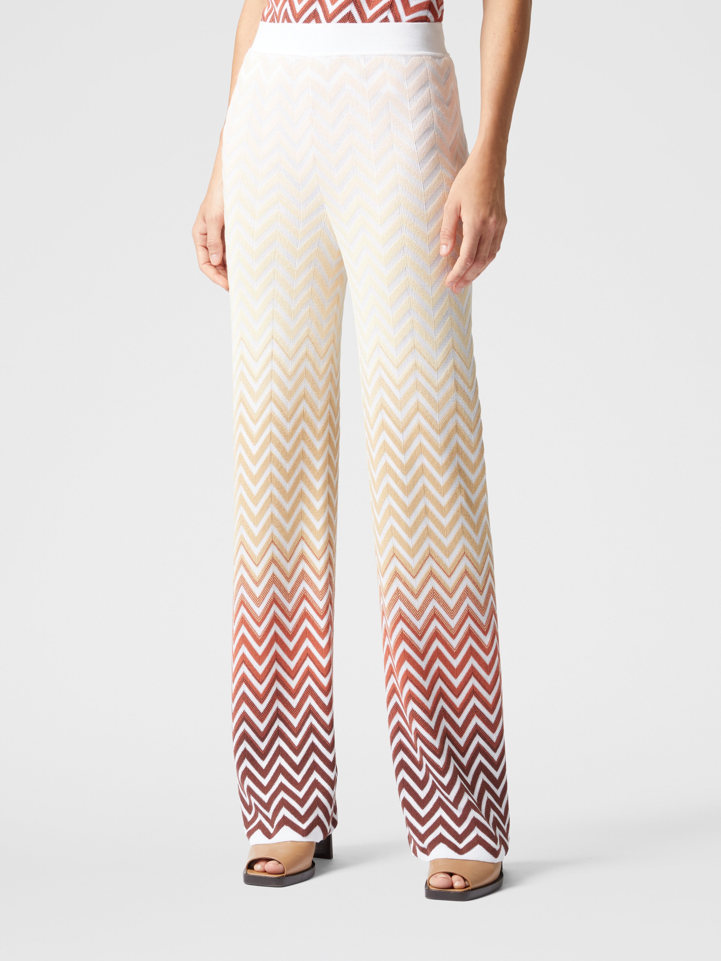 Straight trousers with dégradé chevron motif, Multicoloured  - 3