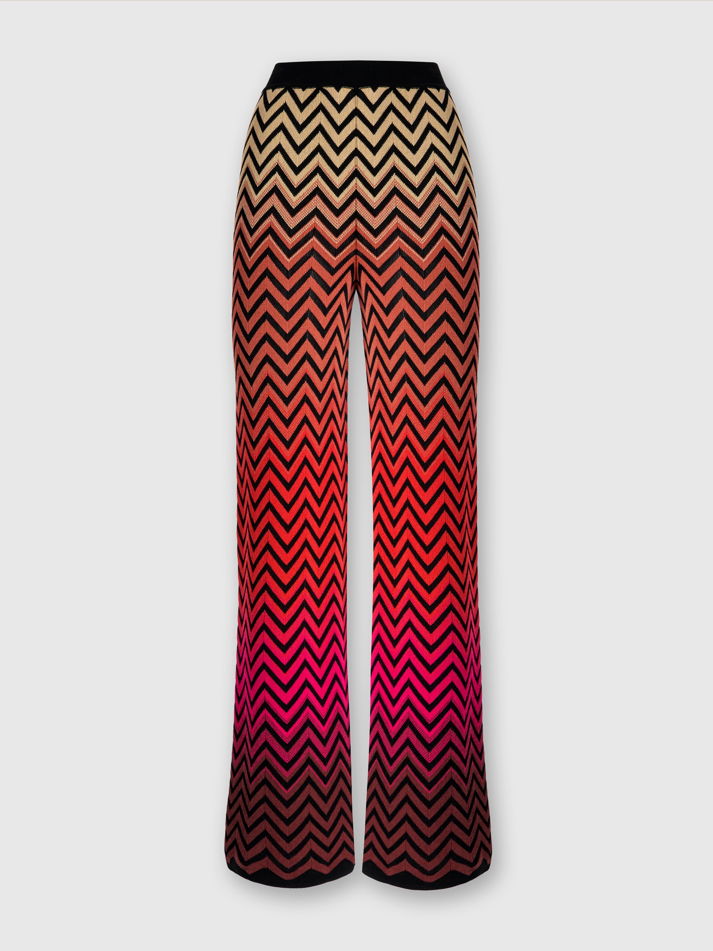 Straight trousers with dégradé chevron motif, Multicoloured  - 0