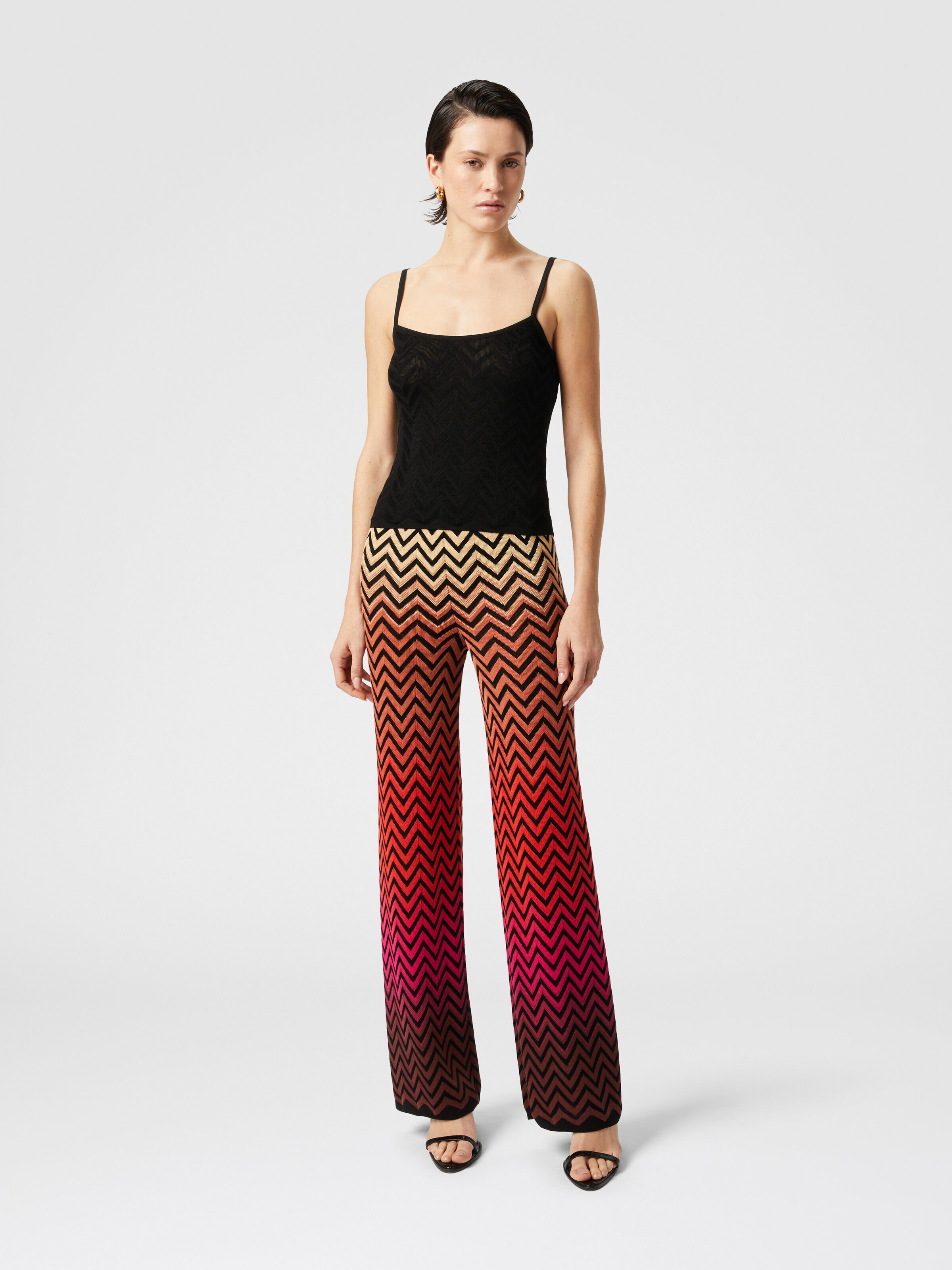 Straight trousers with dégradé chevron motif, Multicoloured  - 1