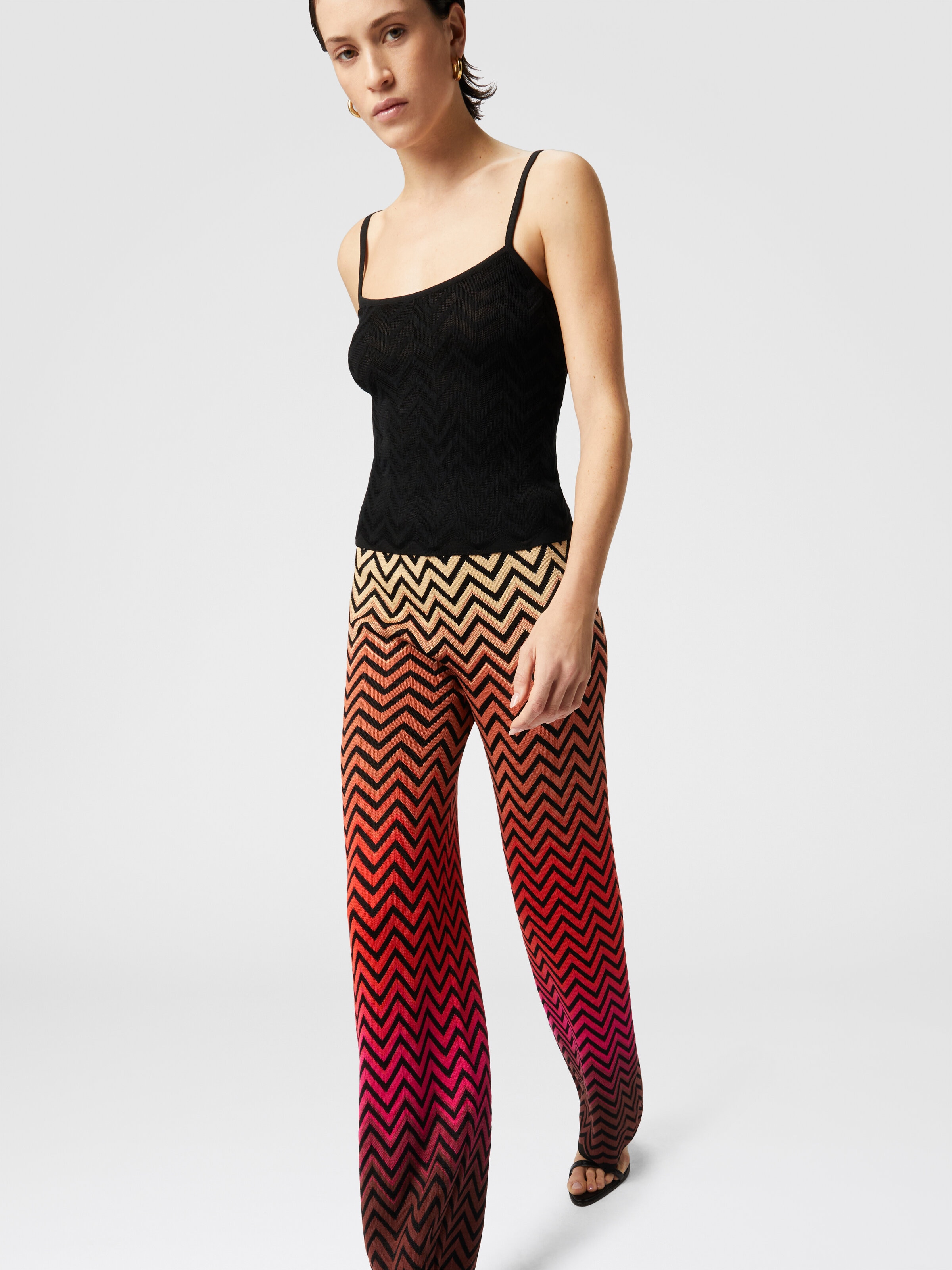 Straight trousers with dégradé chevron motif, Multicoloured  - 3