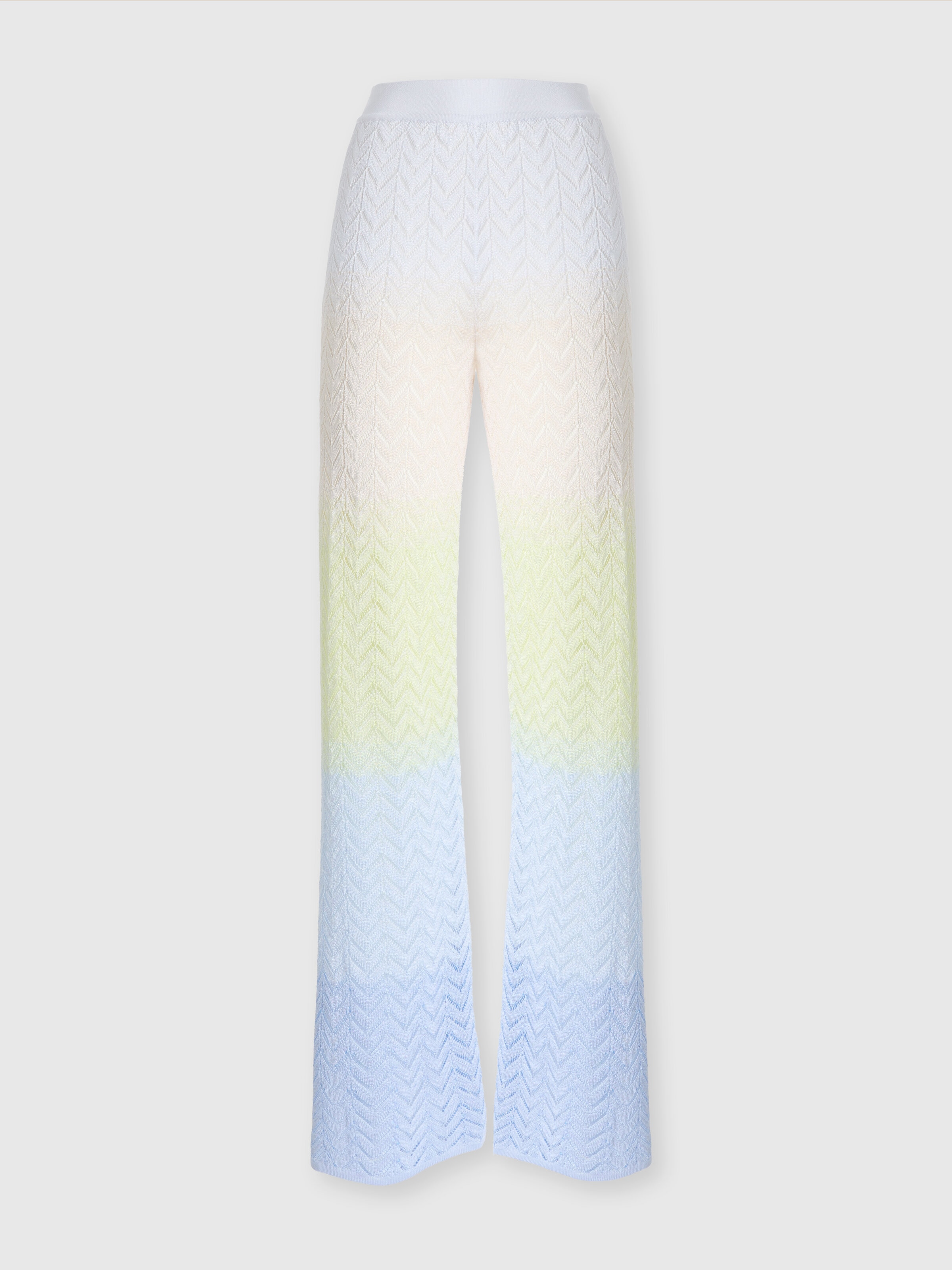 Straight trousers in gradient chevron viscose, Multicoloured  - 0
