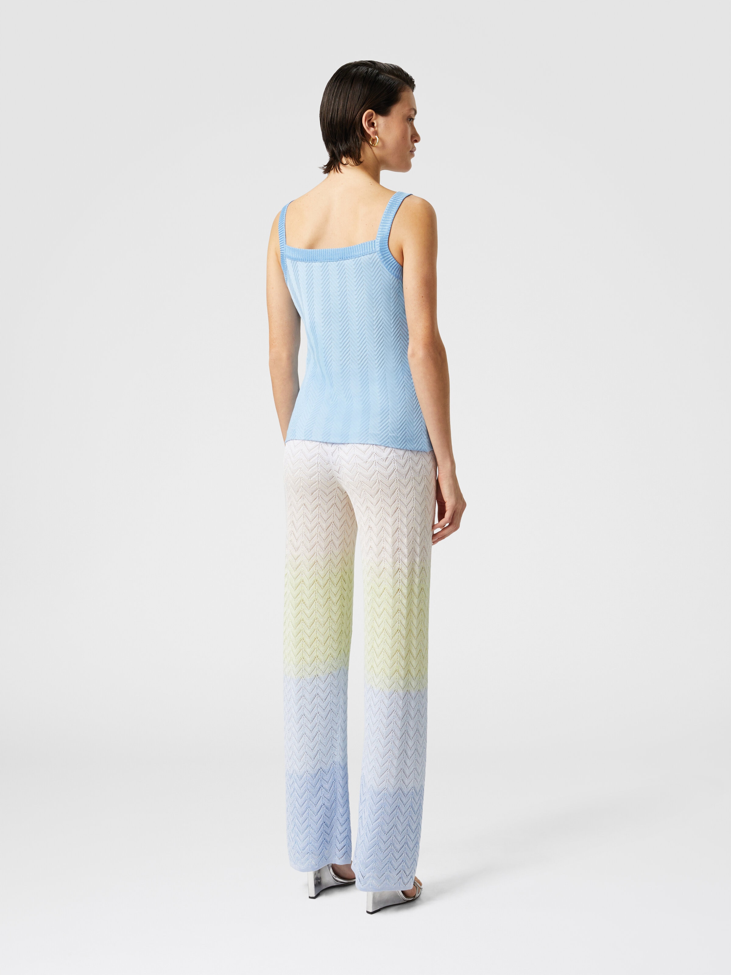 Straight trousers in gradient chevron viscose, Multicoloured  - 2