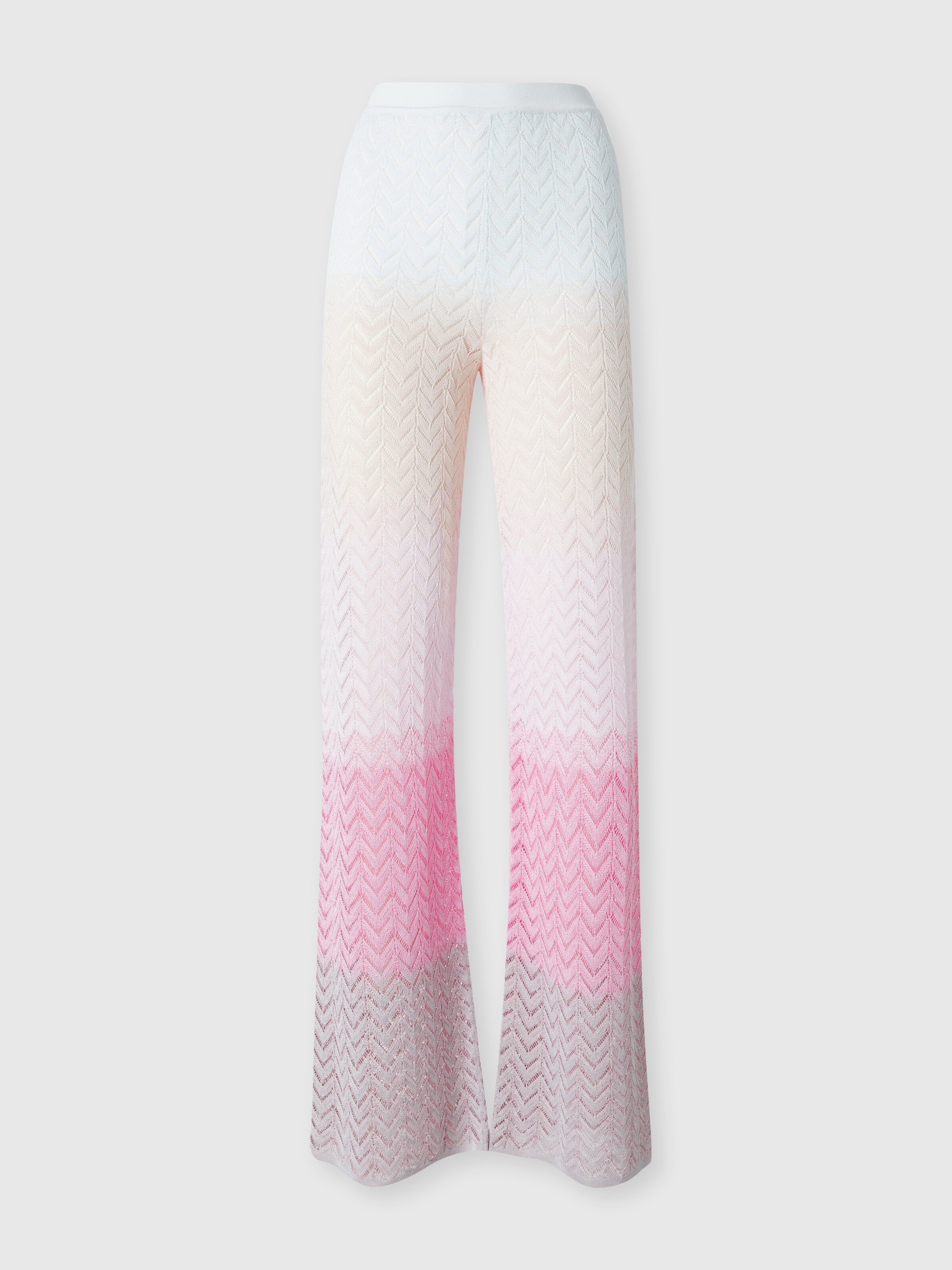 Straight trousers in gradient chevron viscose, Multicoloured  - 0