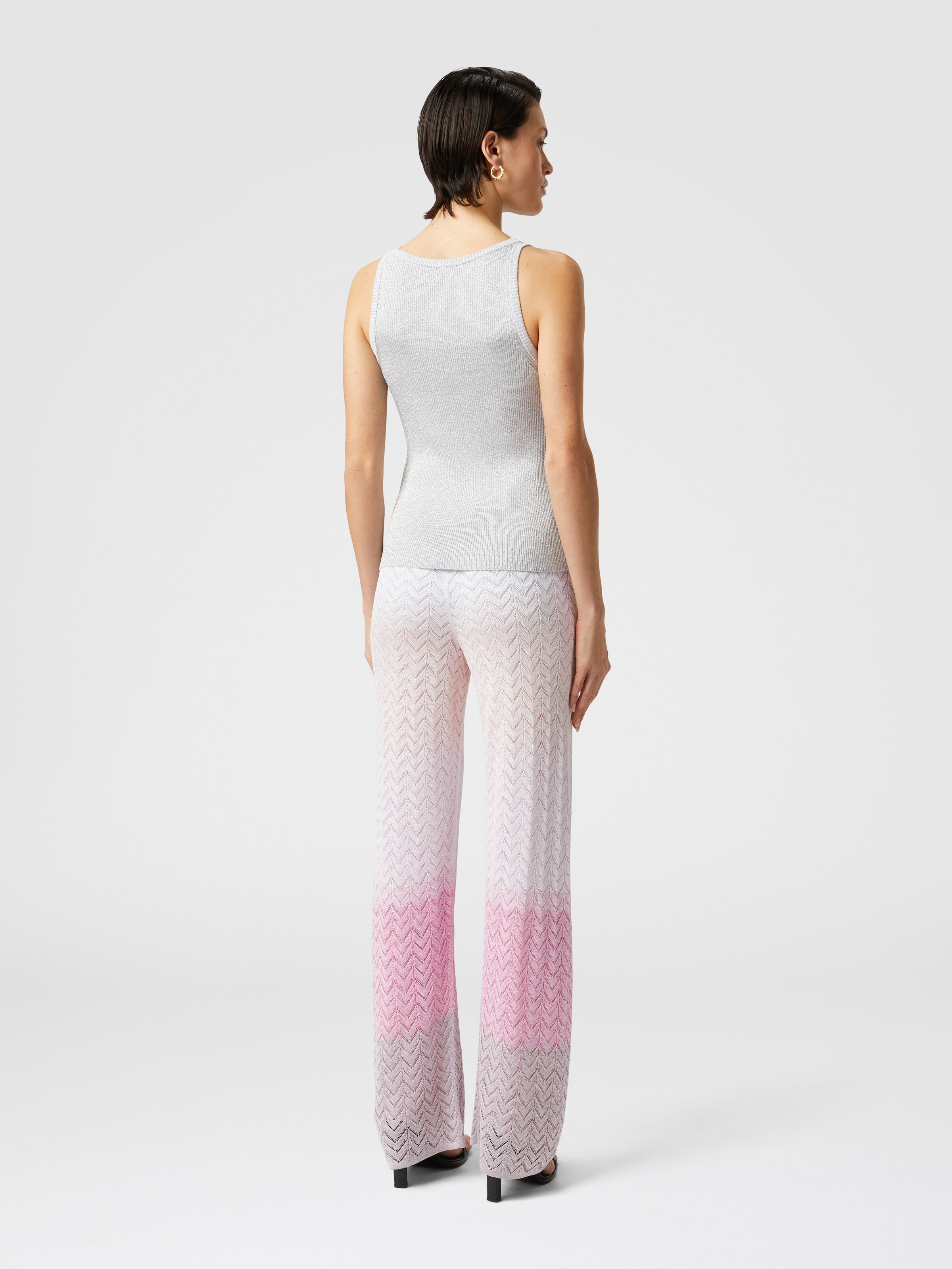 Straight trousers in gradient chevron viscose, Multicoloured  - 2