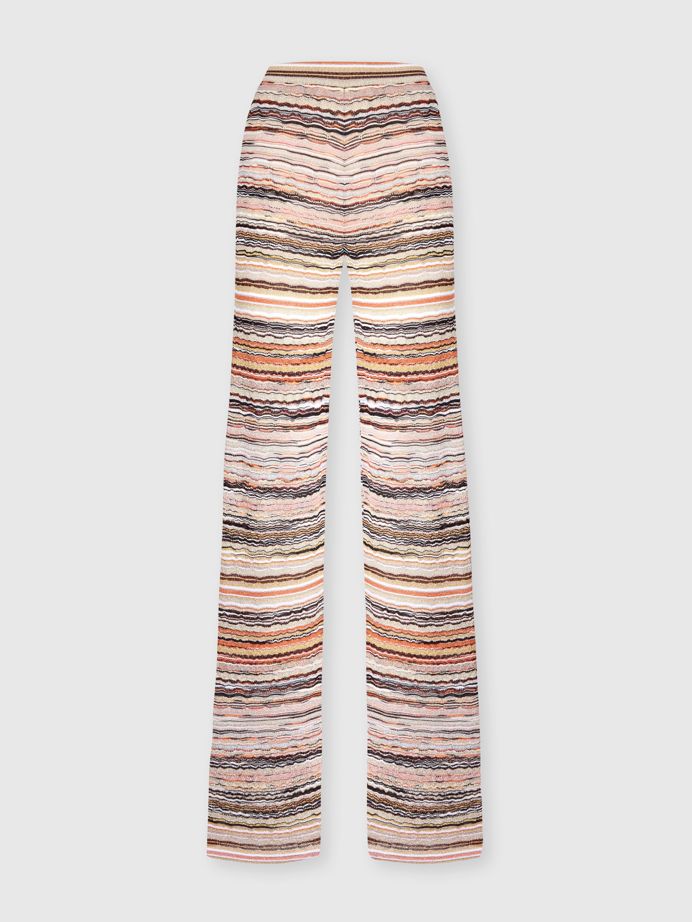 Straight trousers in lamé viscose embossed with wave pattern, Multicoloured  - 0