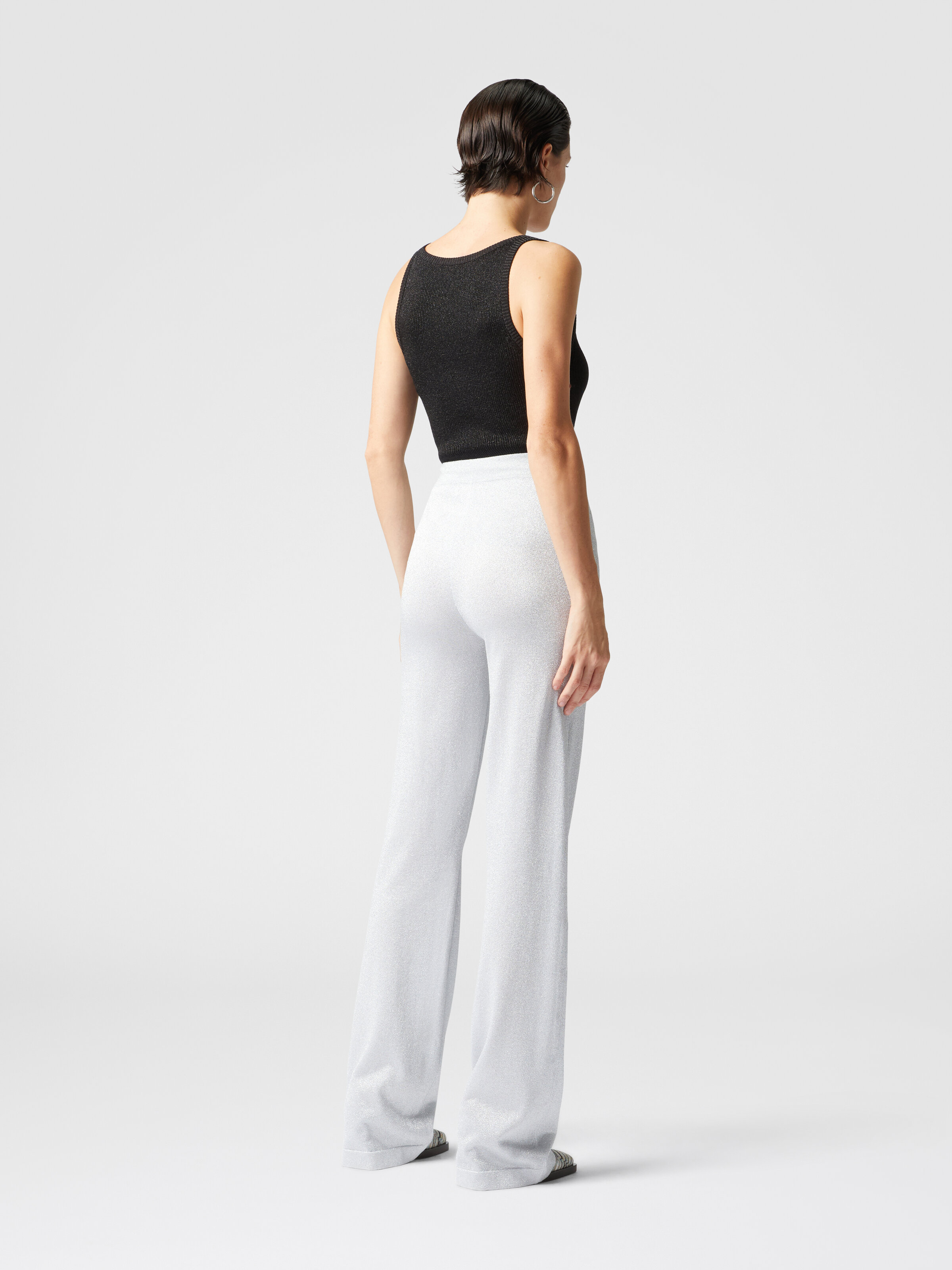 Pantalon droit en viscose lamée, Argent - 2