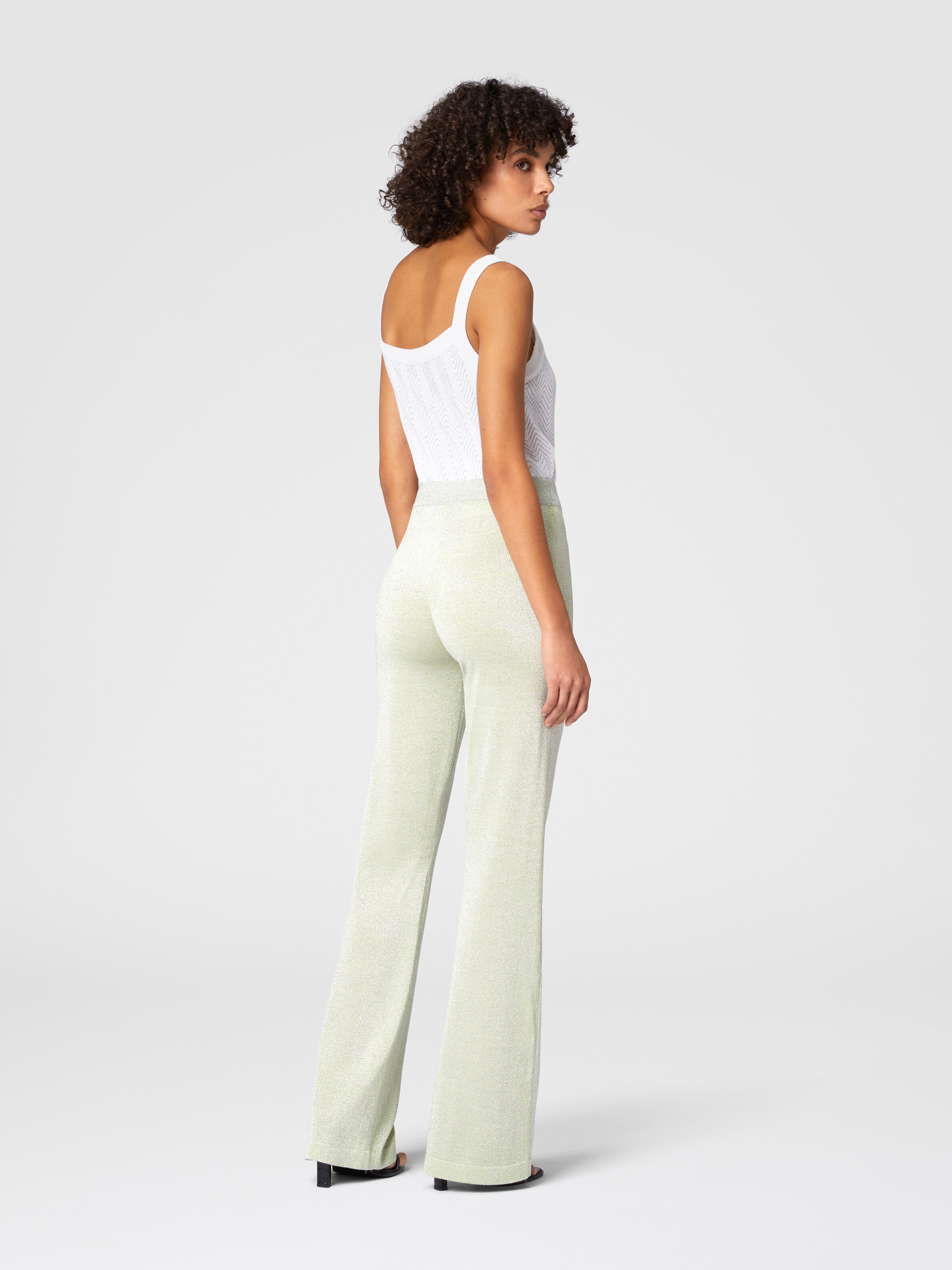 Straight trousers in lamé viscose, Green - 2