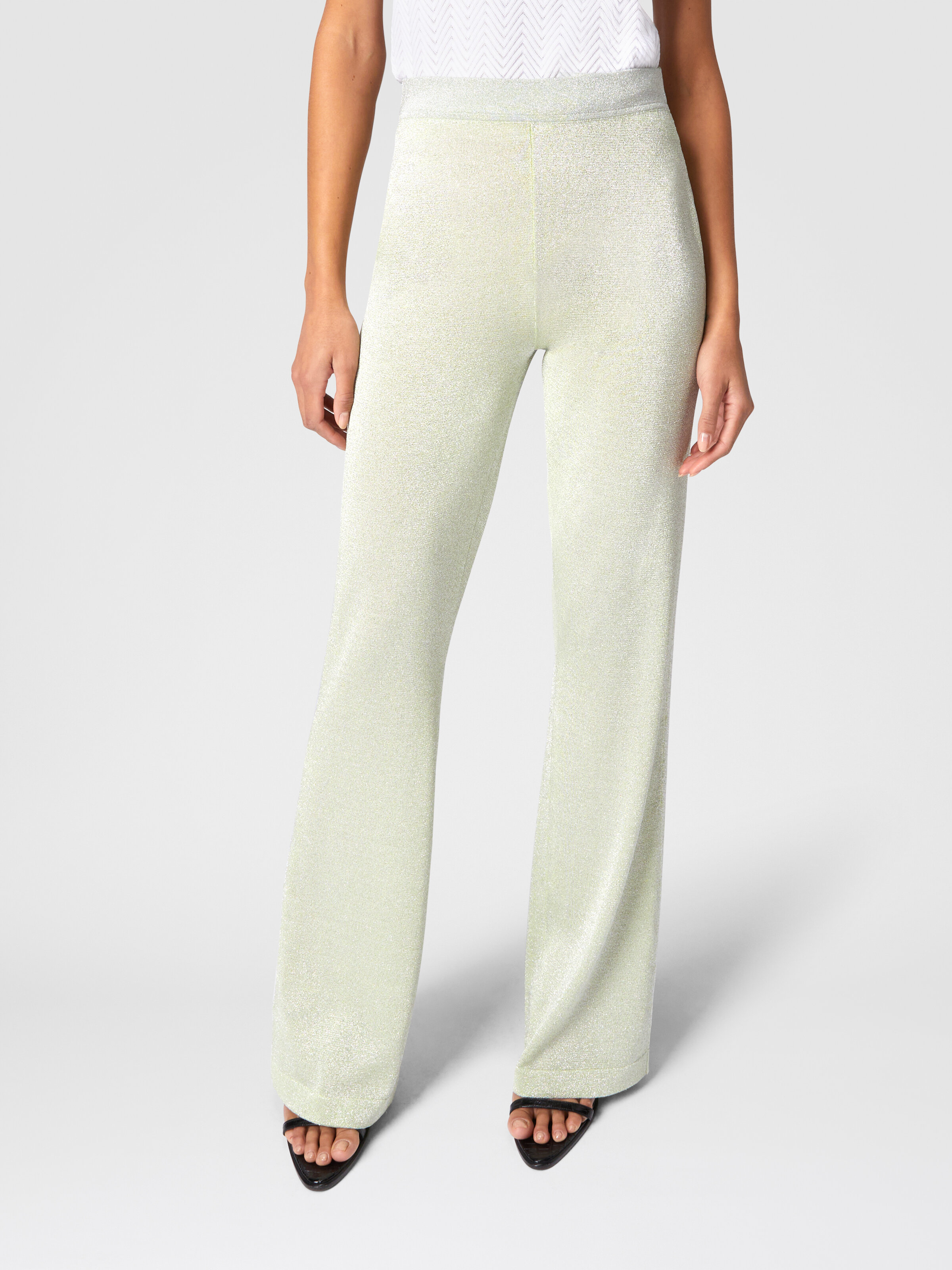 Straight trousers in lamé viscose, Green - 3
