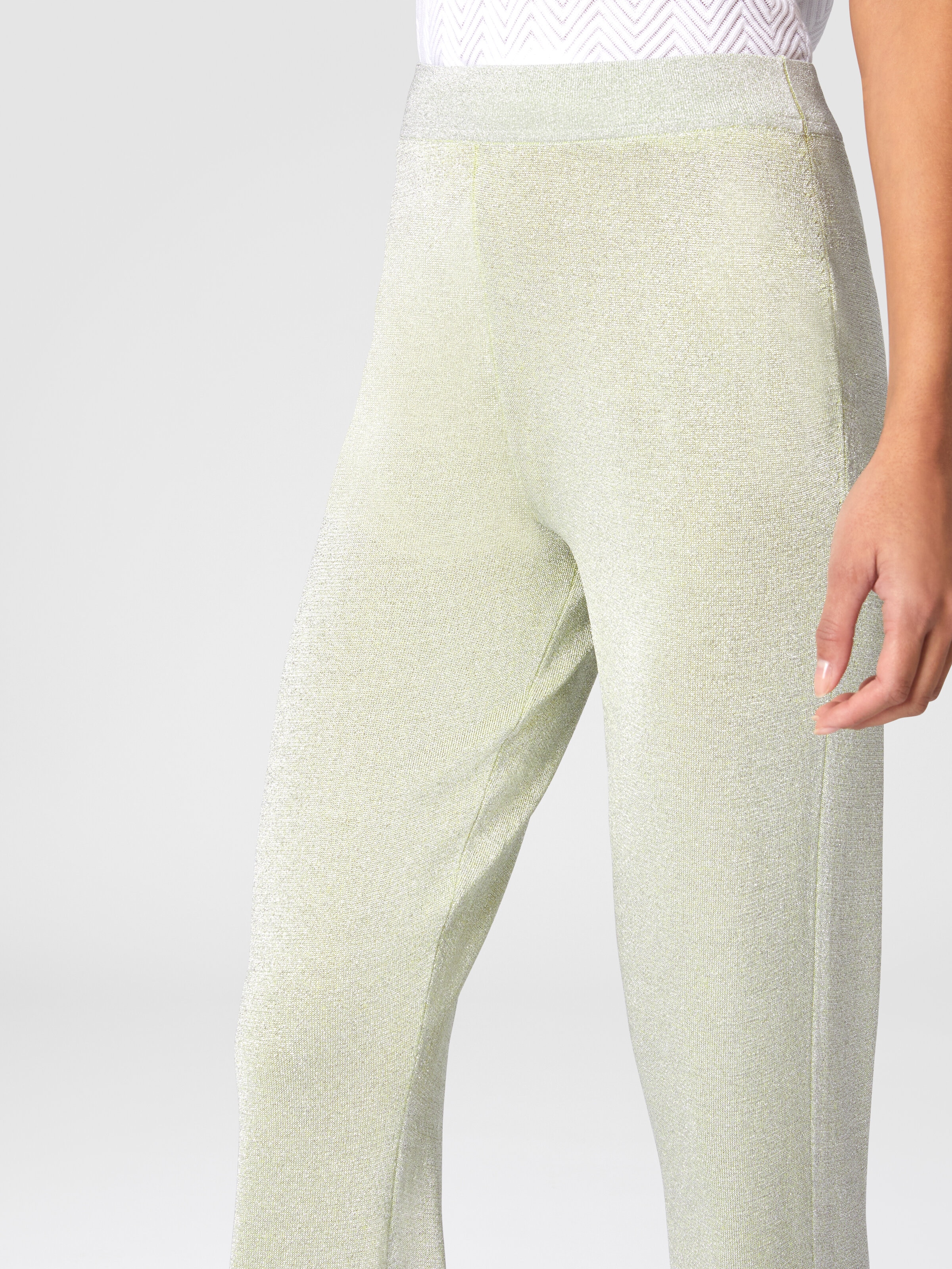 Straight trousers in lamé viscose, Green - 4