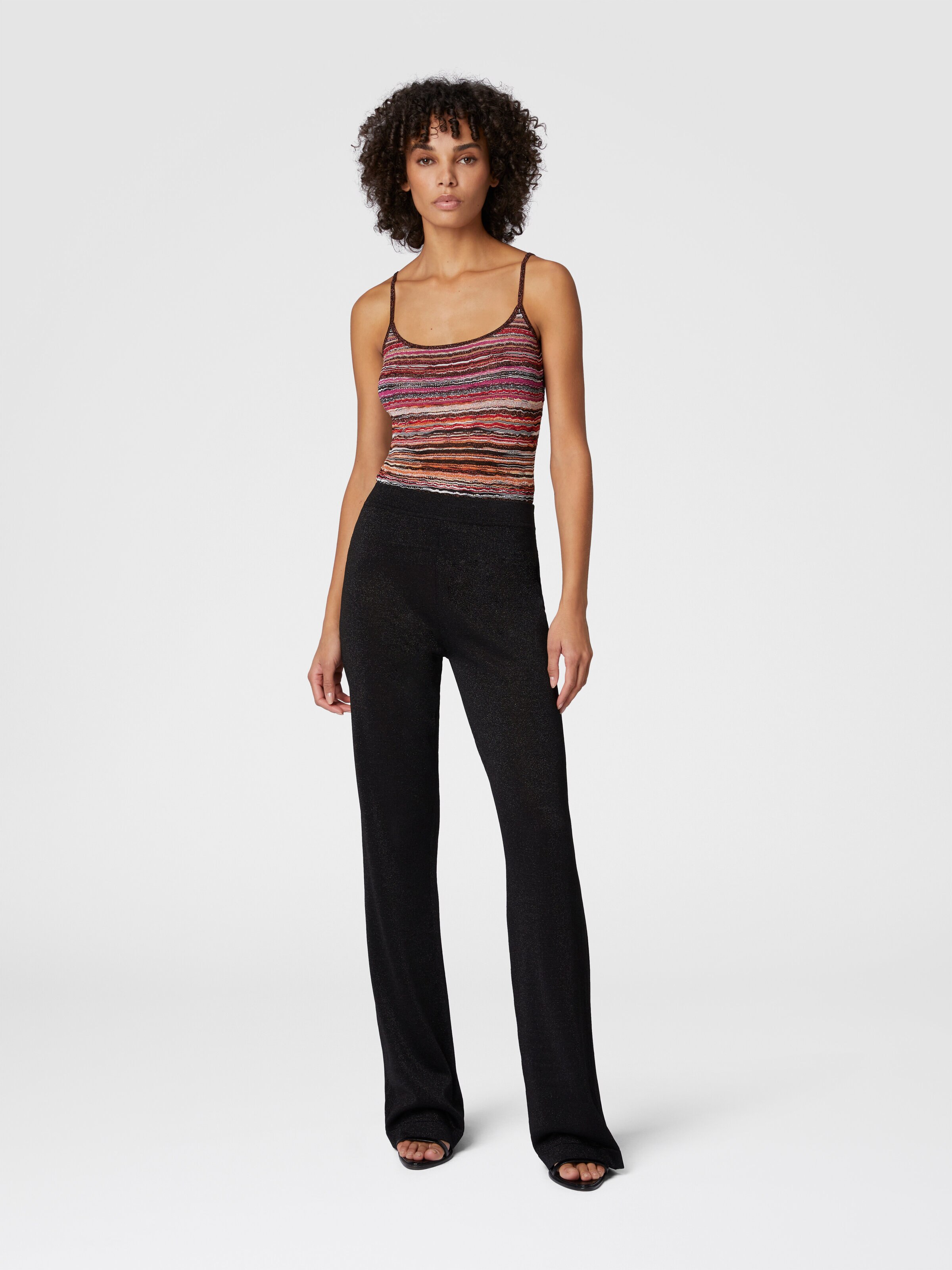 Pantalón recto de viscosa lamé, Negro - 1