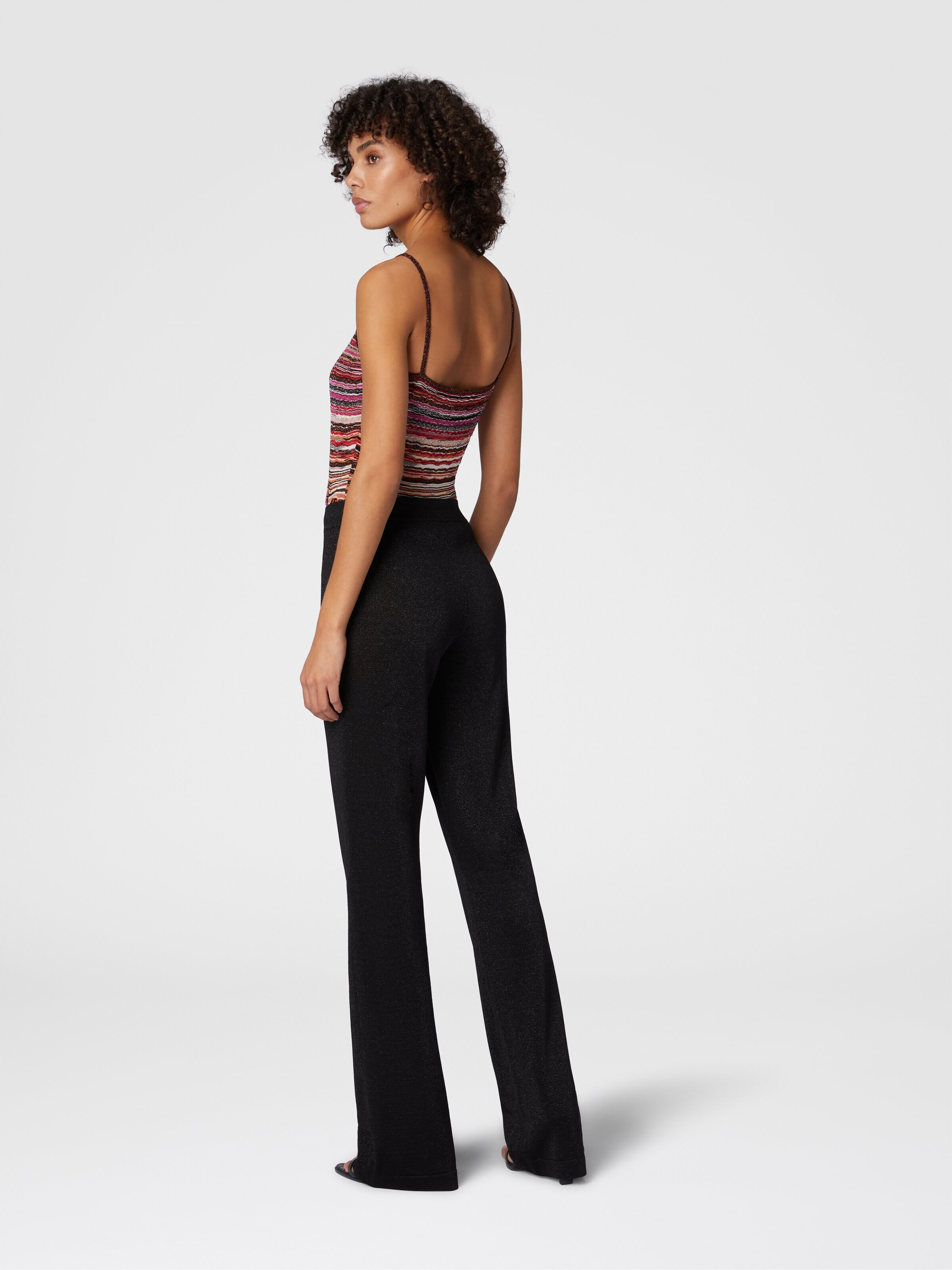 Pantalón recto de viscosa lamé, Negro - 2