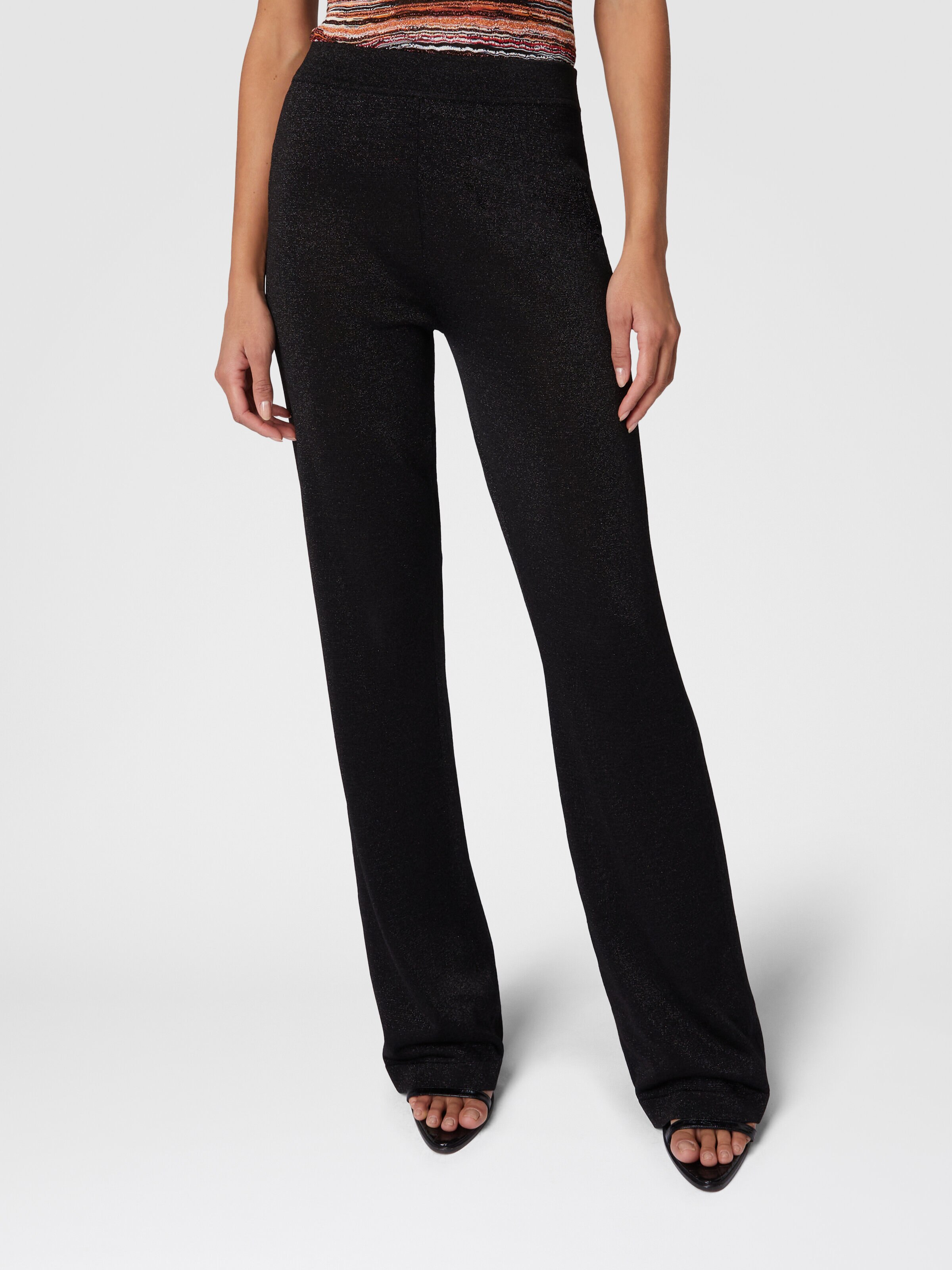 Pantalón recto de viscosa lamé, Negro - 3
