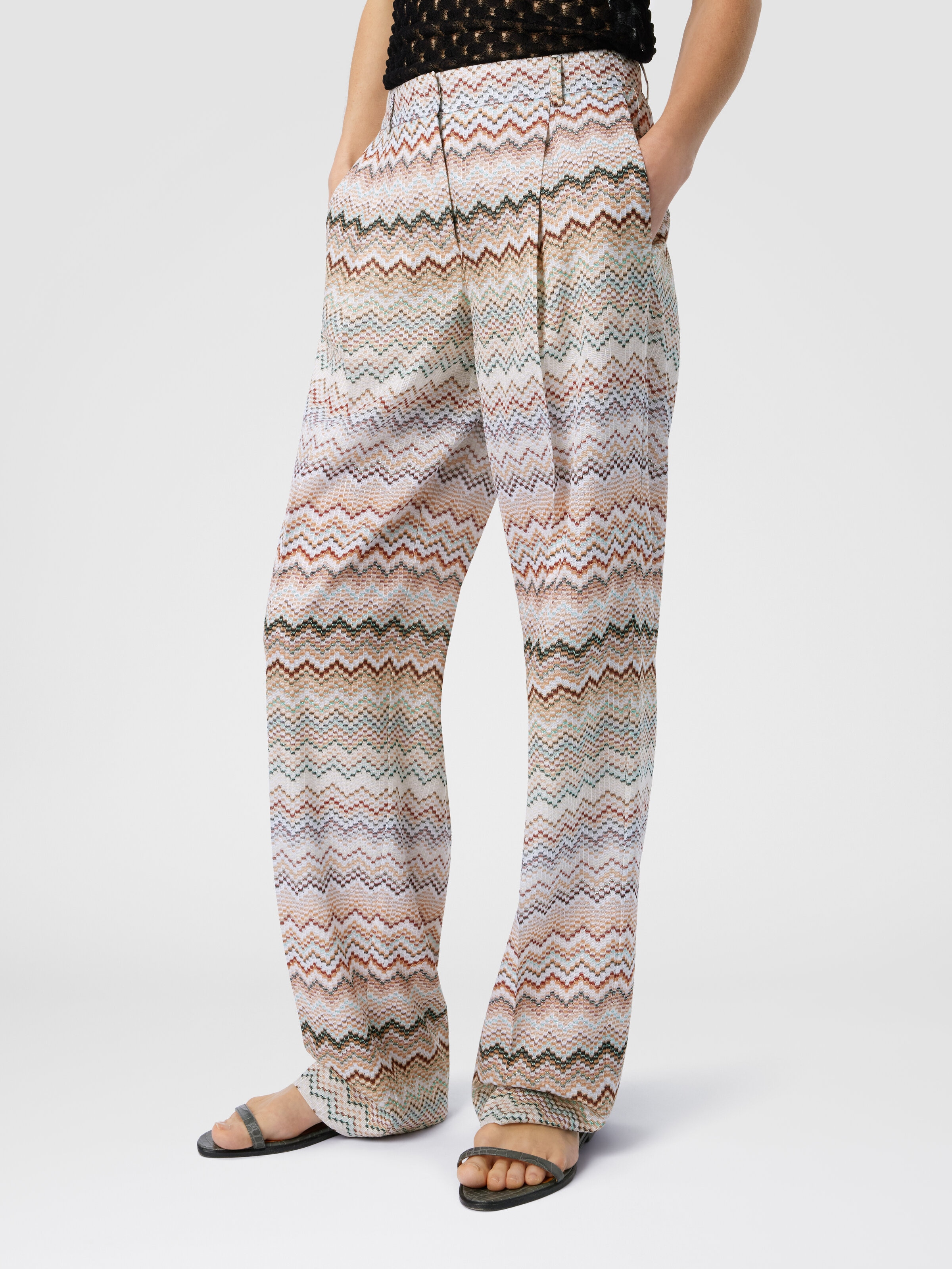 Dégradé zig zag viscose trousers, Multicoloured  - 3