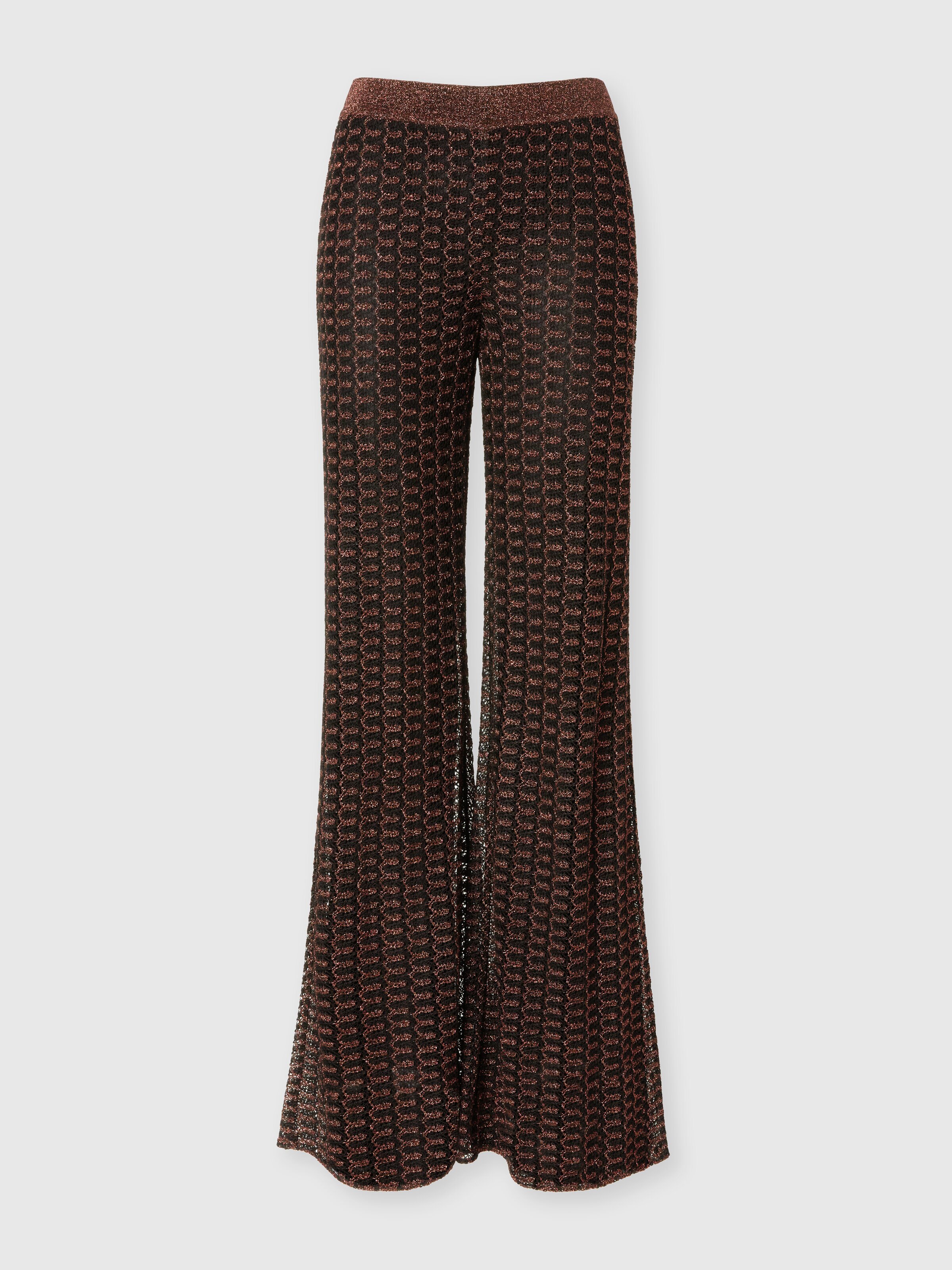 Viscose lamé lace trousers, Rust & Black - 0