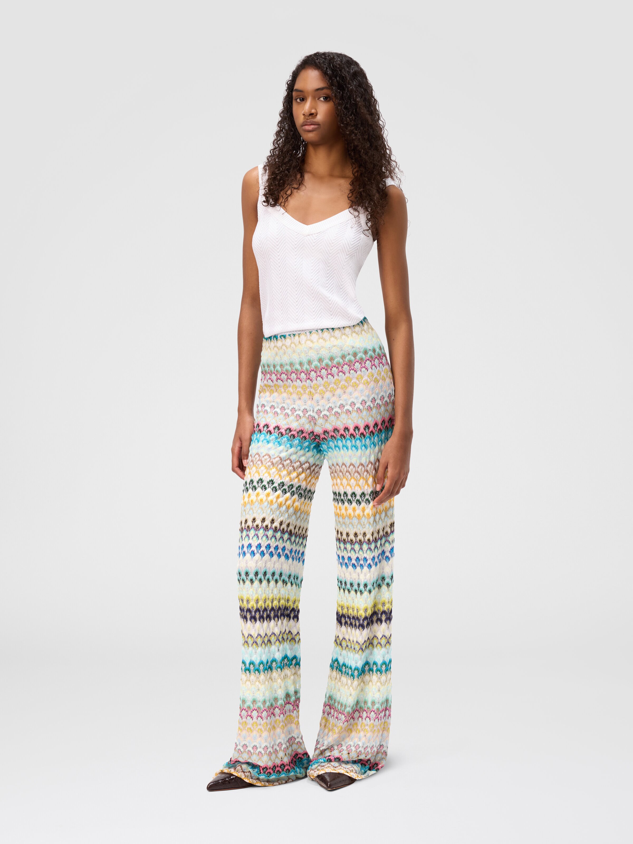 Pantaloni palazzo in pizzo, Multicolore  - 1