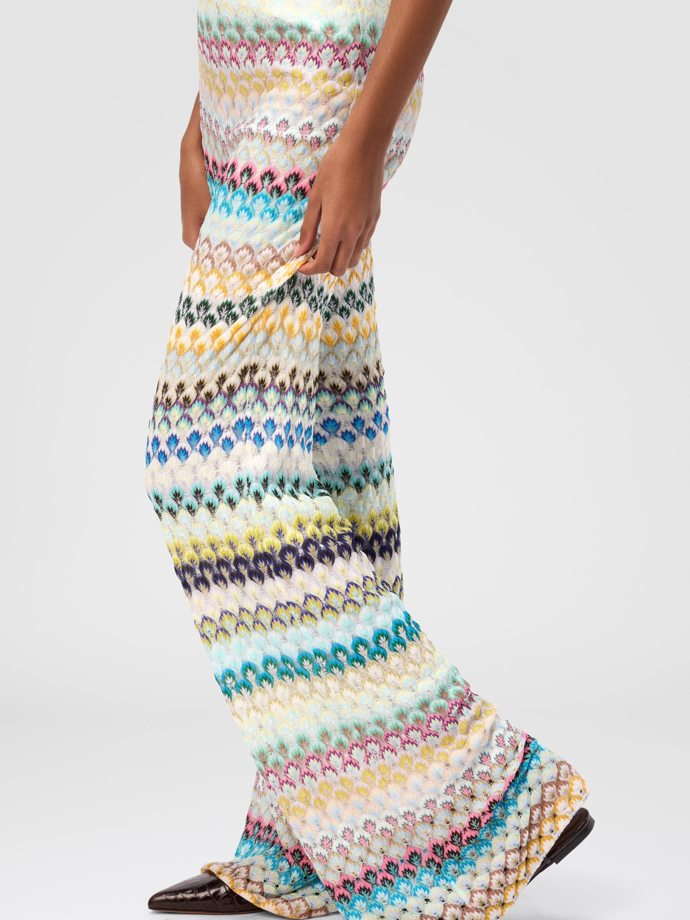Pantaloni palazzo in pizzo, Multicolore  - 4