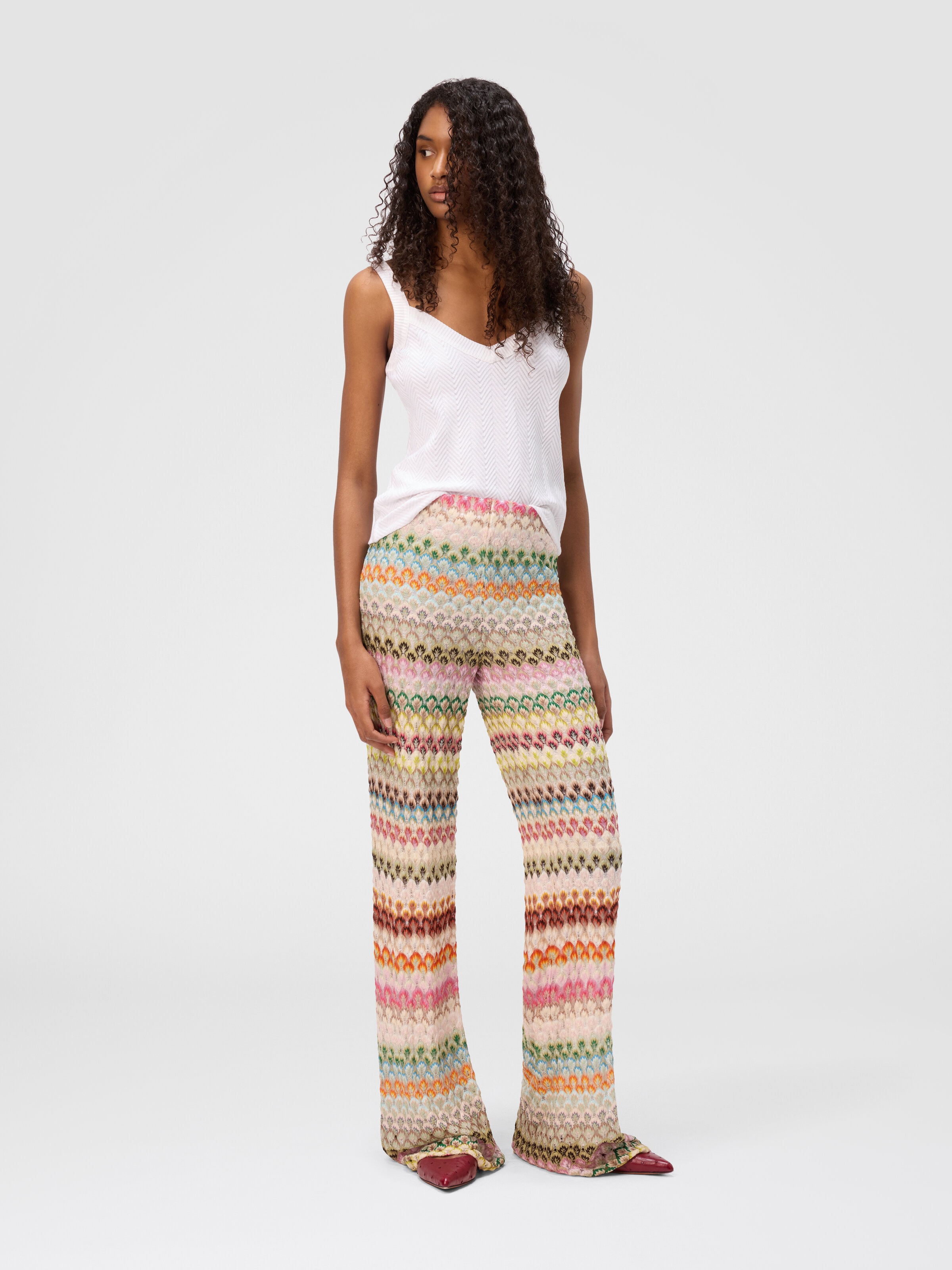 Pantaloni palazzo in pizzo, Multicolore  - 1