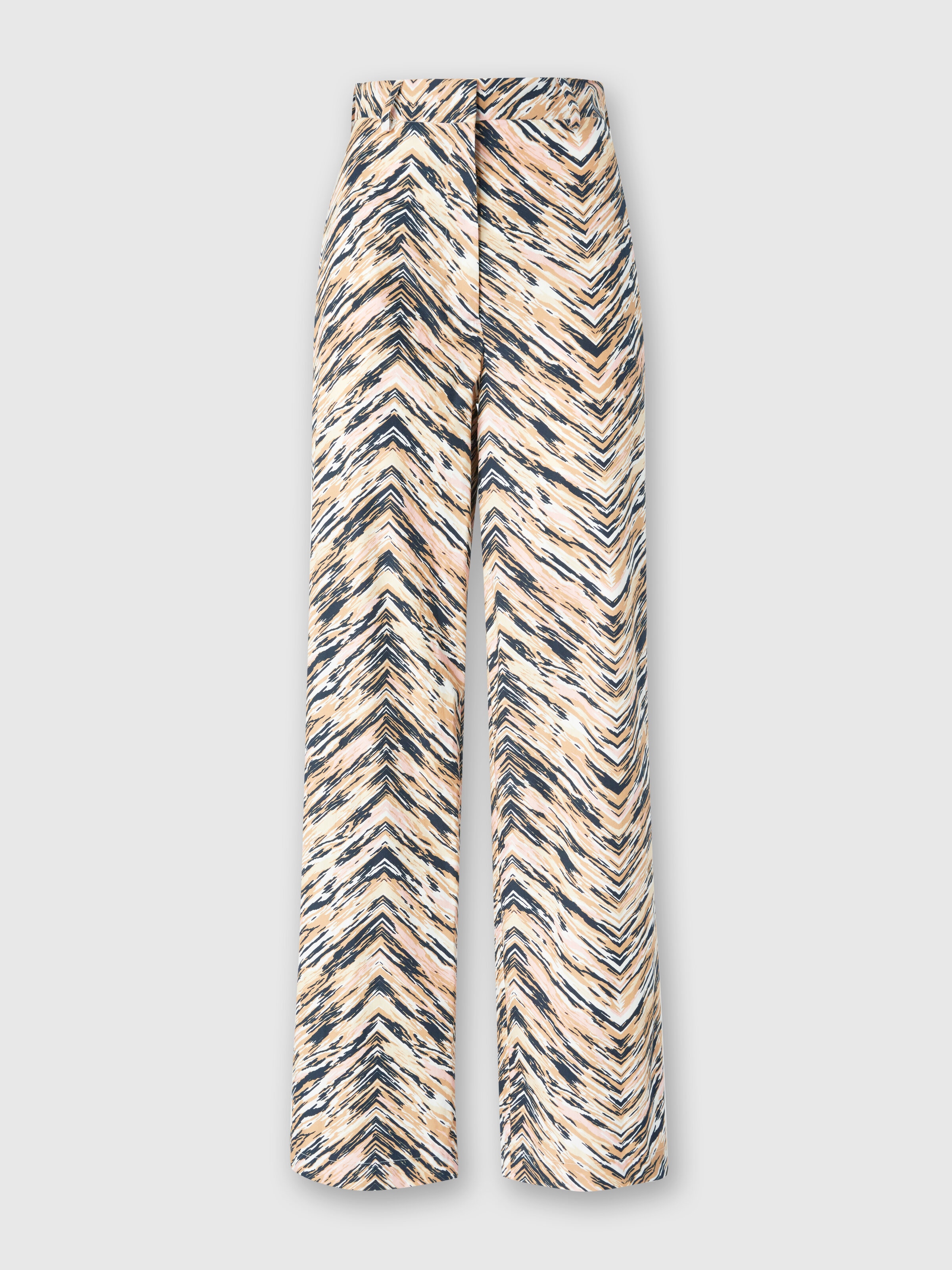 Pantalón clásico de algodón animal print en zigzag, Multicolor  - 0