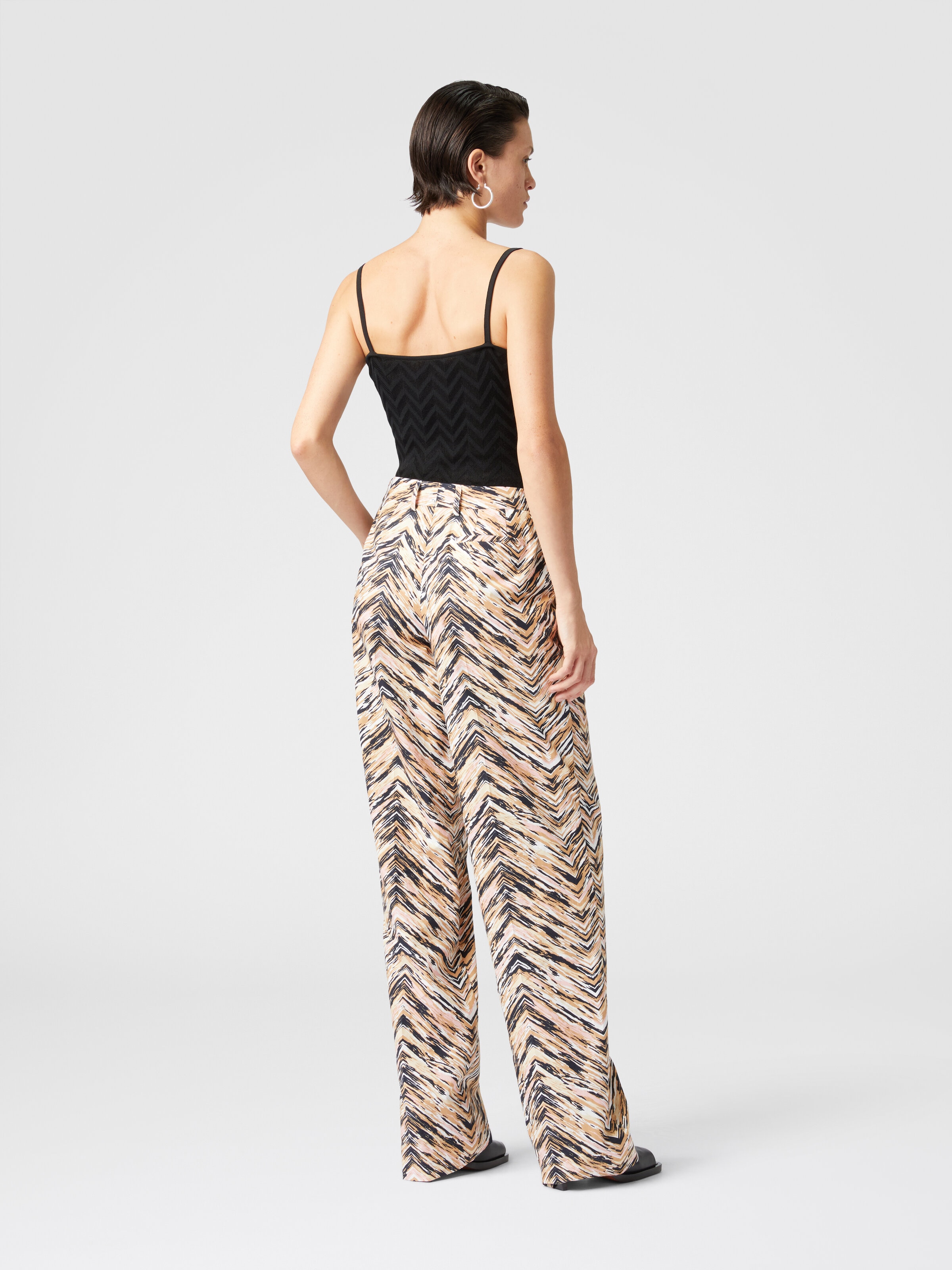 Pantalón clásico de algodón animal print en zigzag, Multicolor  - 2