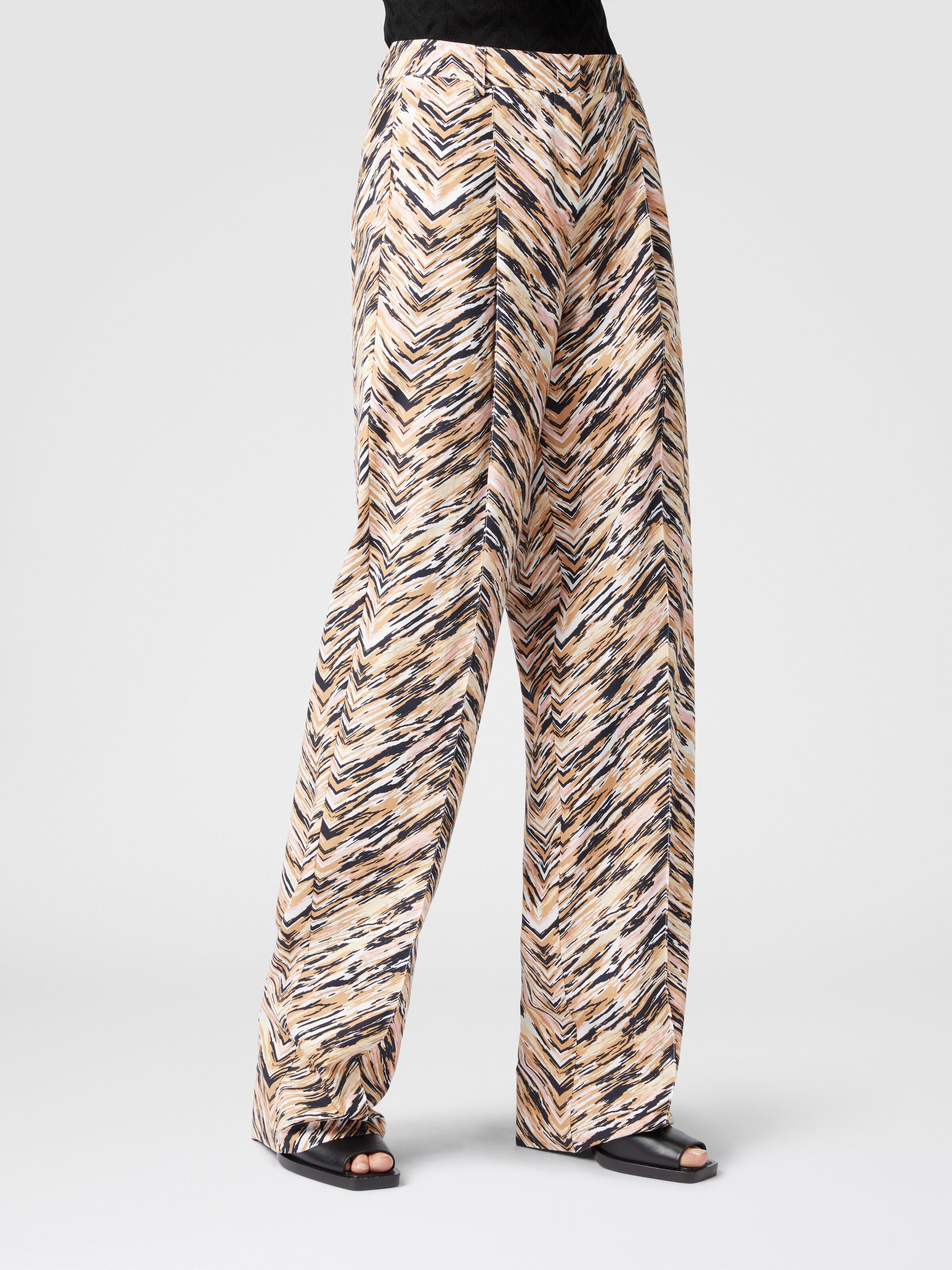 Pantalón clásico de algodón animal print en zigzag, Multicolor  - 3