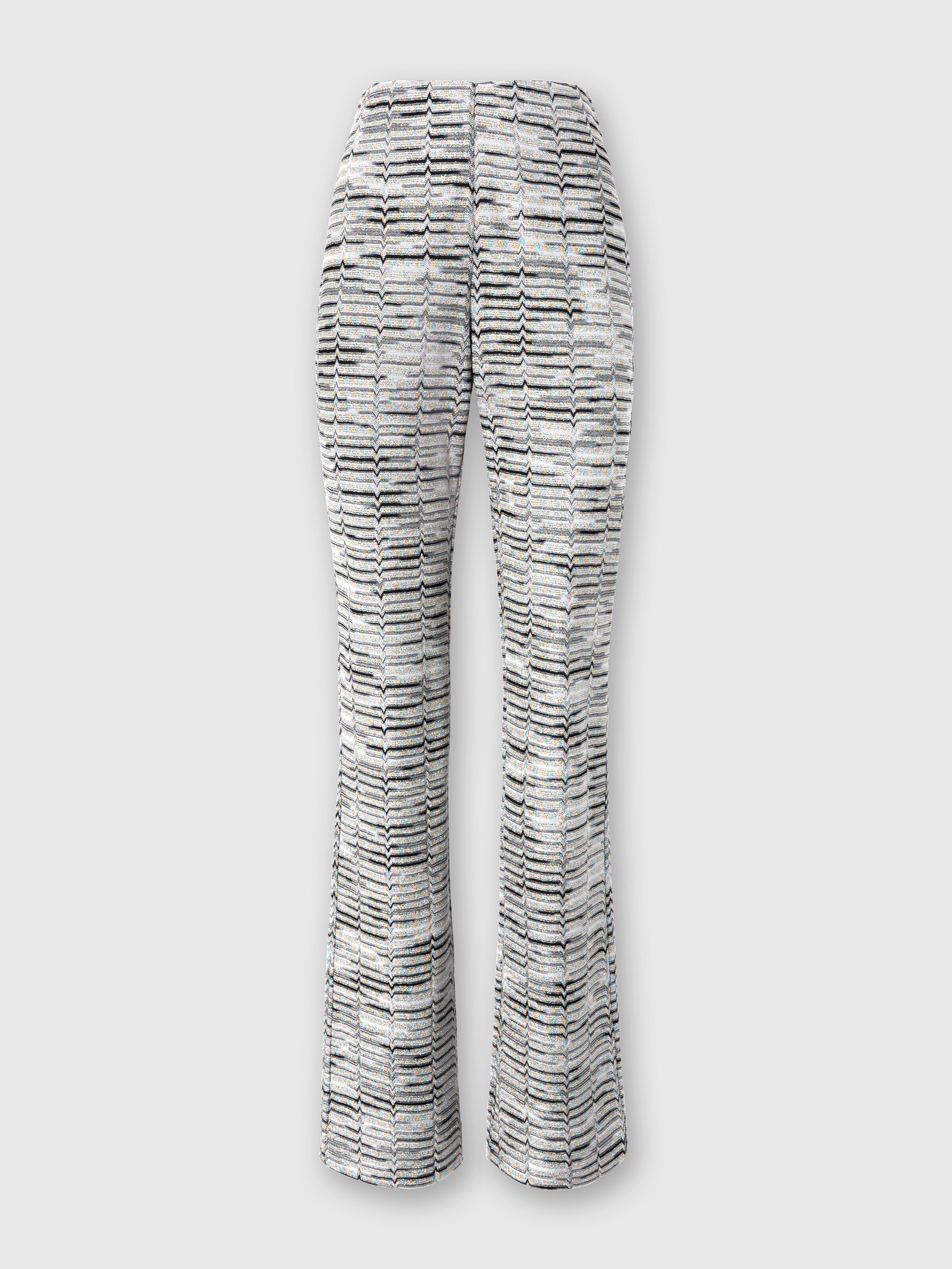 Flare trousers in viscose with Greek lamé motif, Multicoloured  - 0