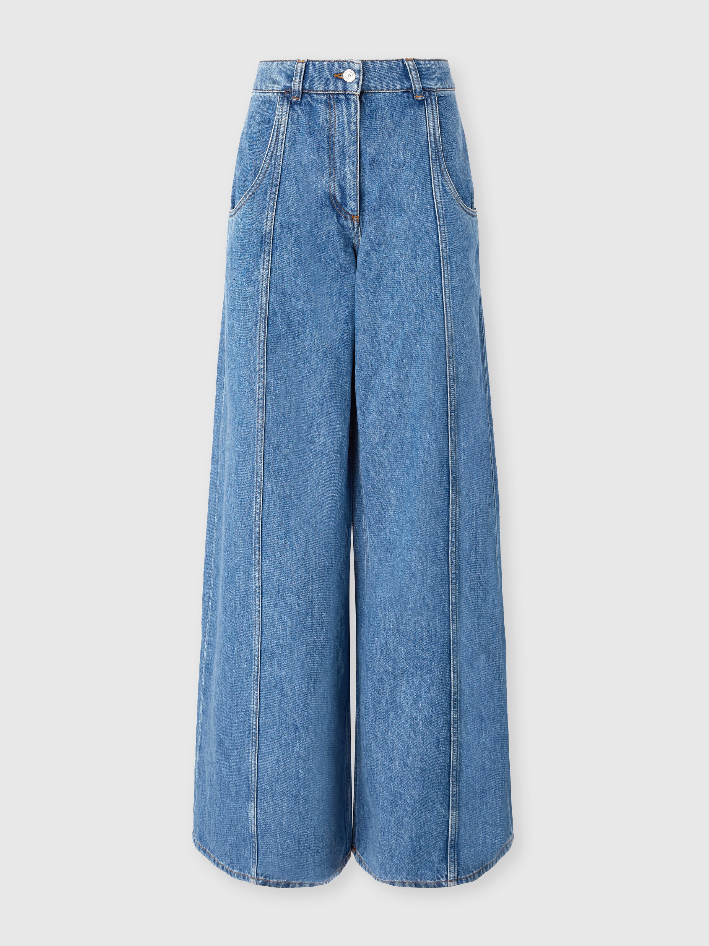 Wide-leg denim pants, Light Blue - 0