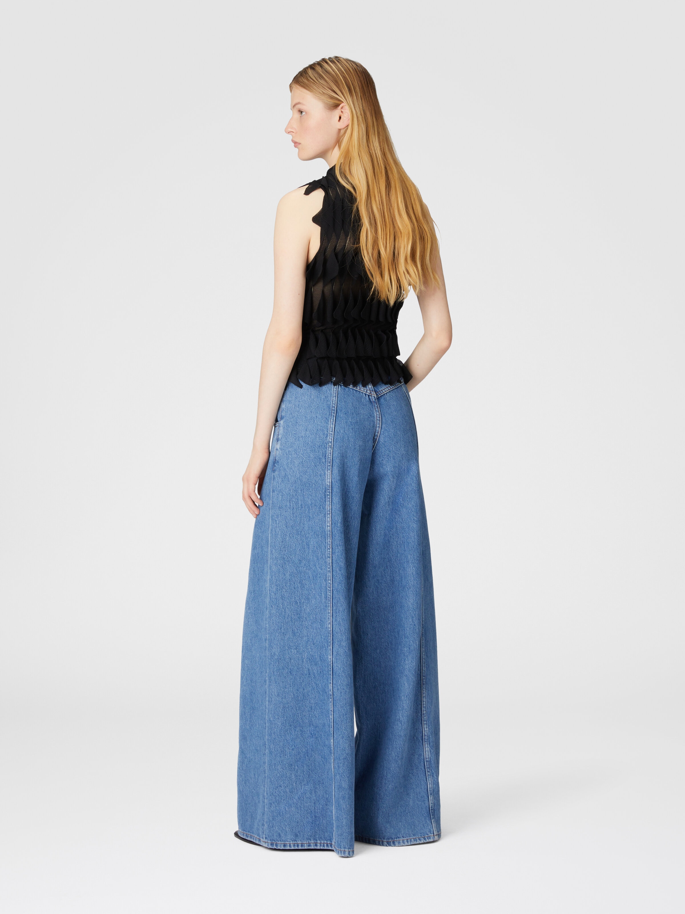 Wide-leg denim pants, Light Blue - 2