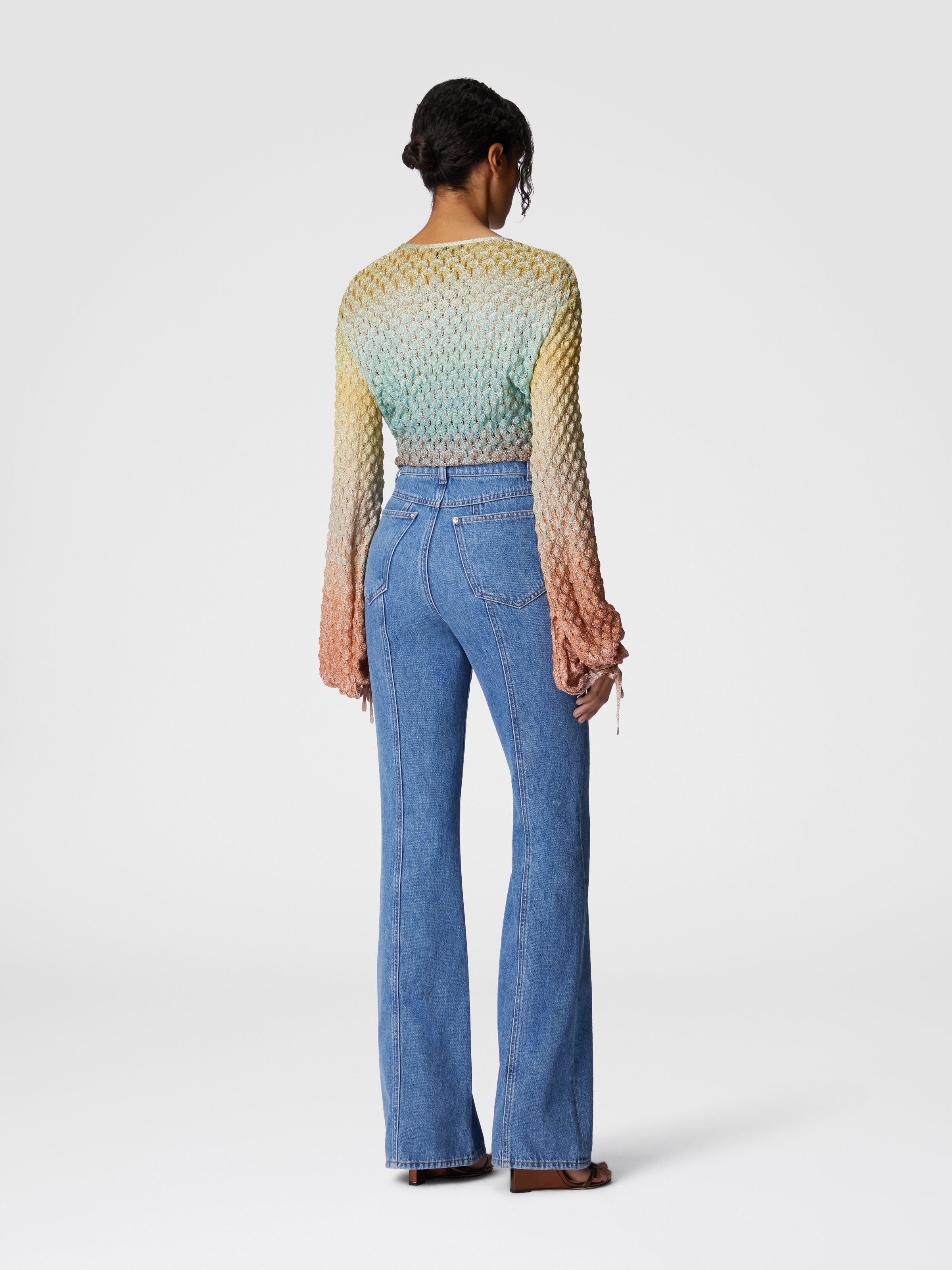 Pantalones de cinco bolsillos en denim de cintura alta, Azul Claro - 2