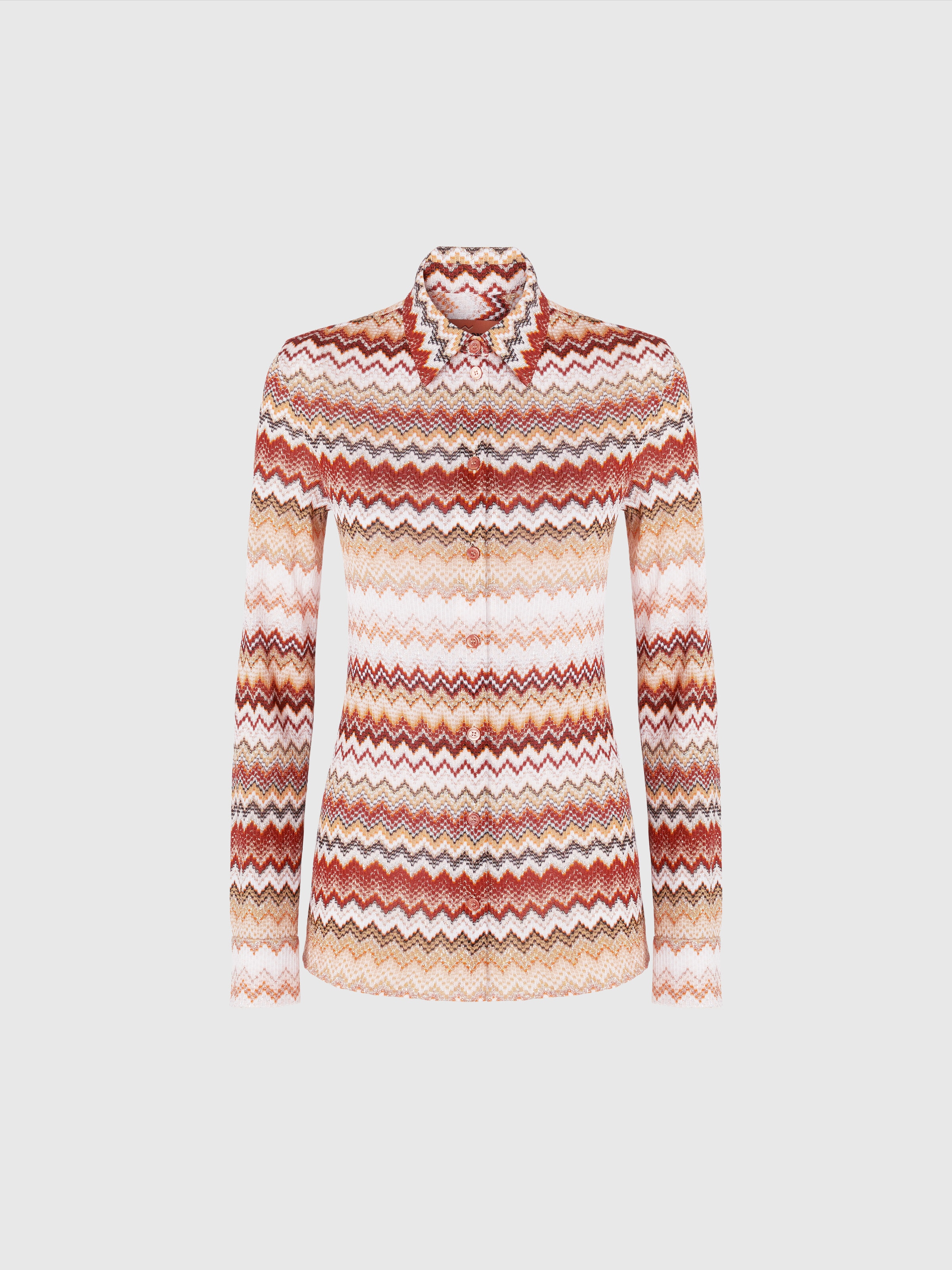 Shirt with serrated lamé zig zag pattern, Multicoloured  - 0