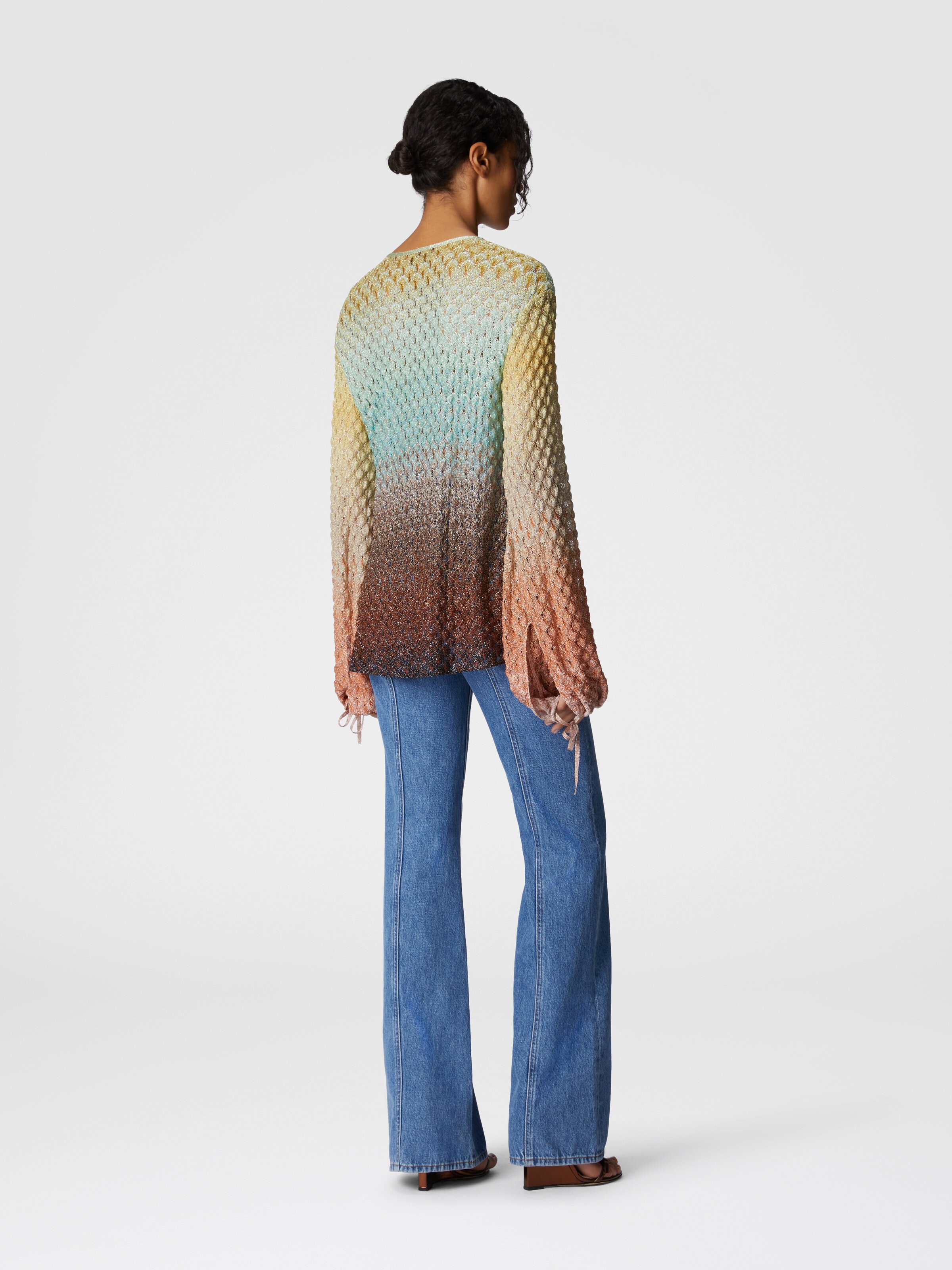 Dégradé lace blouse with V-neck, Multicoloured  - 2